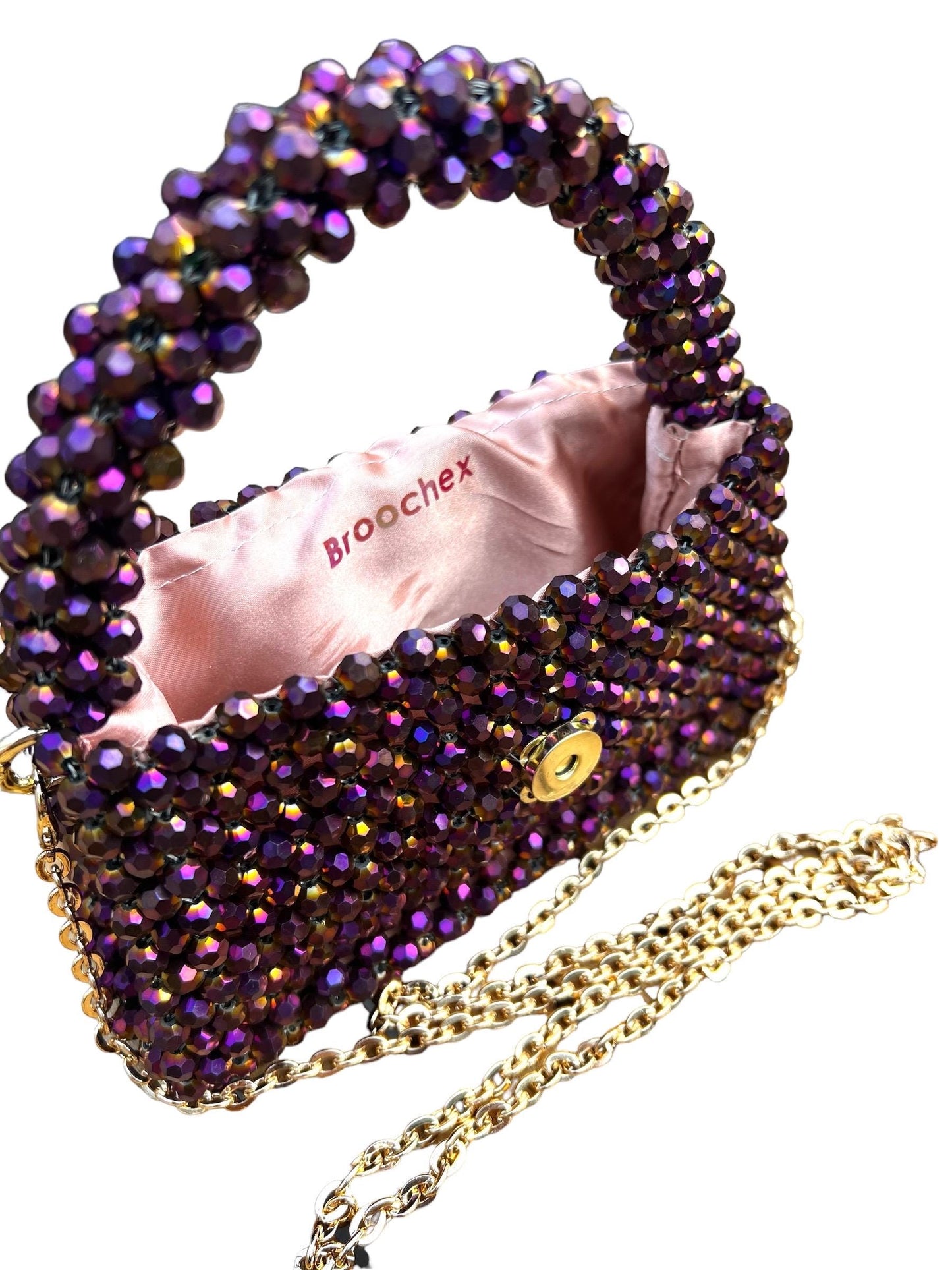 Handmade Glass Beaded Bag: Modern Evening Handbag