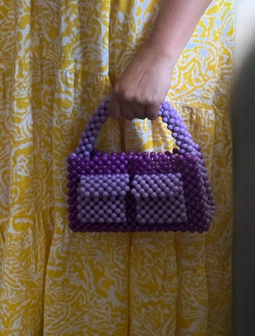Handmade Acrylic Beaded Bag: Modern Summer Handbag