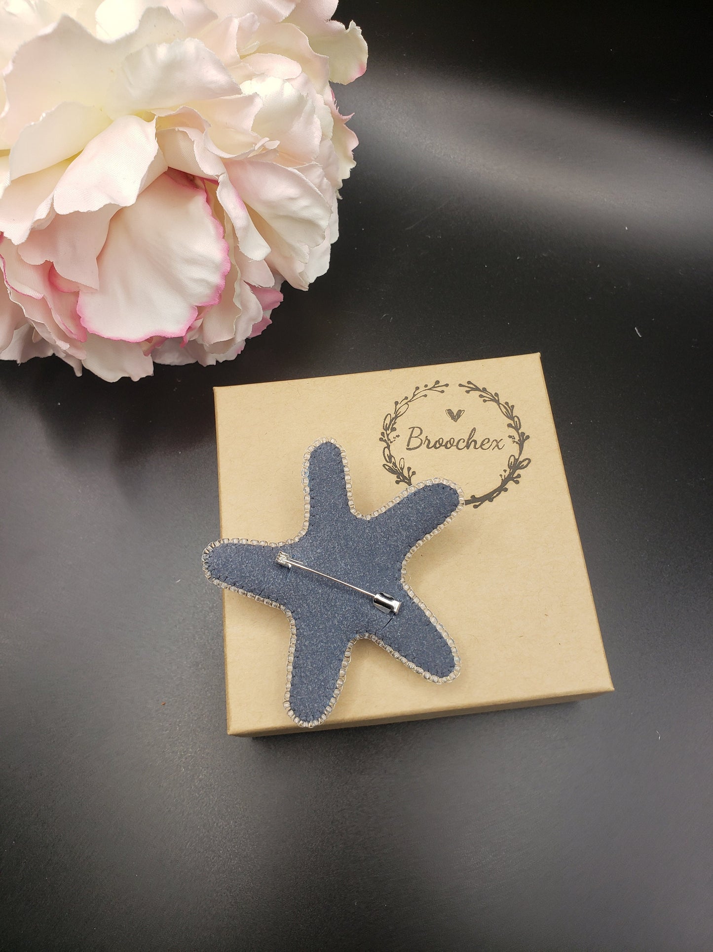 Handcrafted Starfish Brooch: Glass Pearls, Ocean Theme