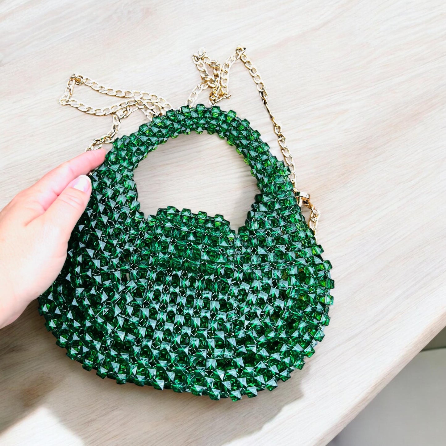 Handmade Beaded Bag: Modern Acrylic Summer Handbag