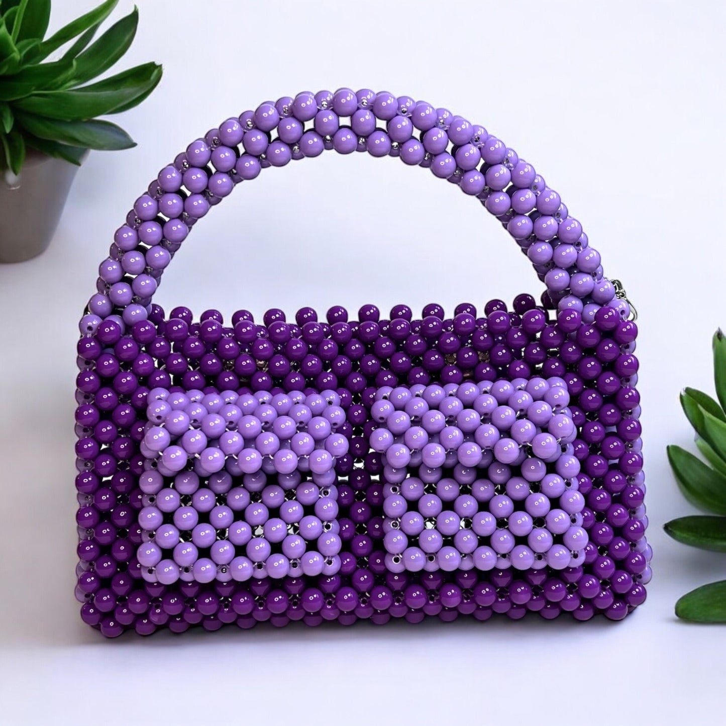 Handmade Acrylic Beaded Bag: Modern Summer Handbag