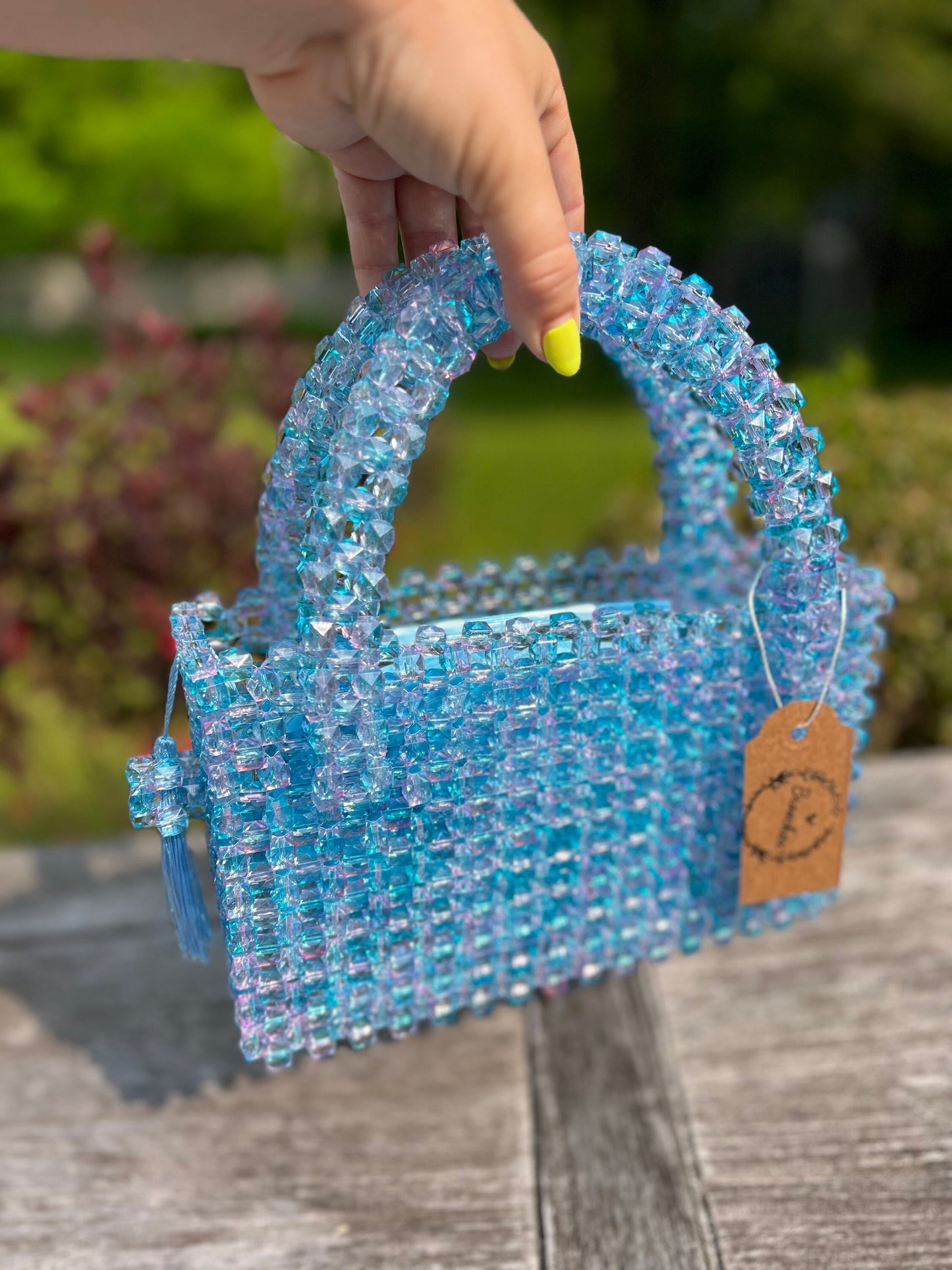 Acrylic Beaded Handwoven Handbag: Medium Summer Bag