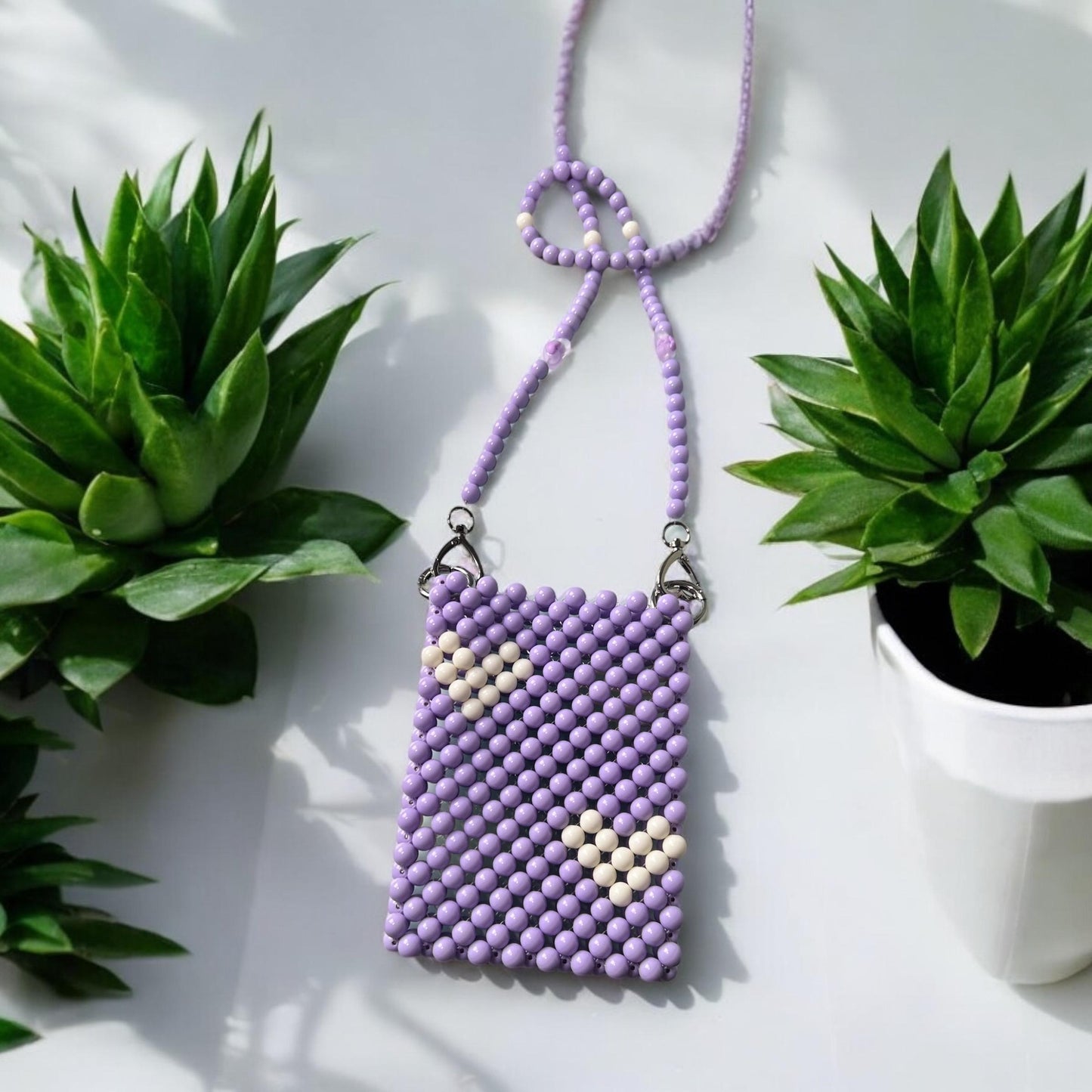 Beaded Phone Bag: Pearl Crossbody, Summer Clutch
