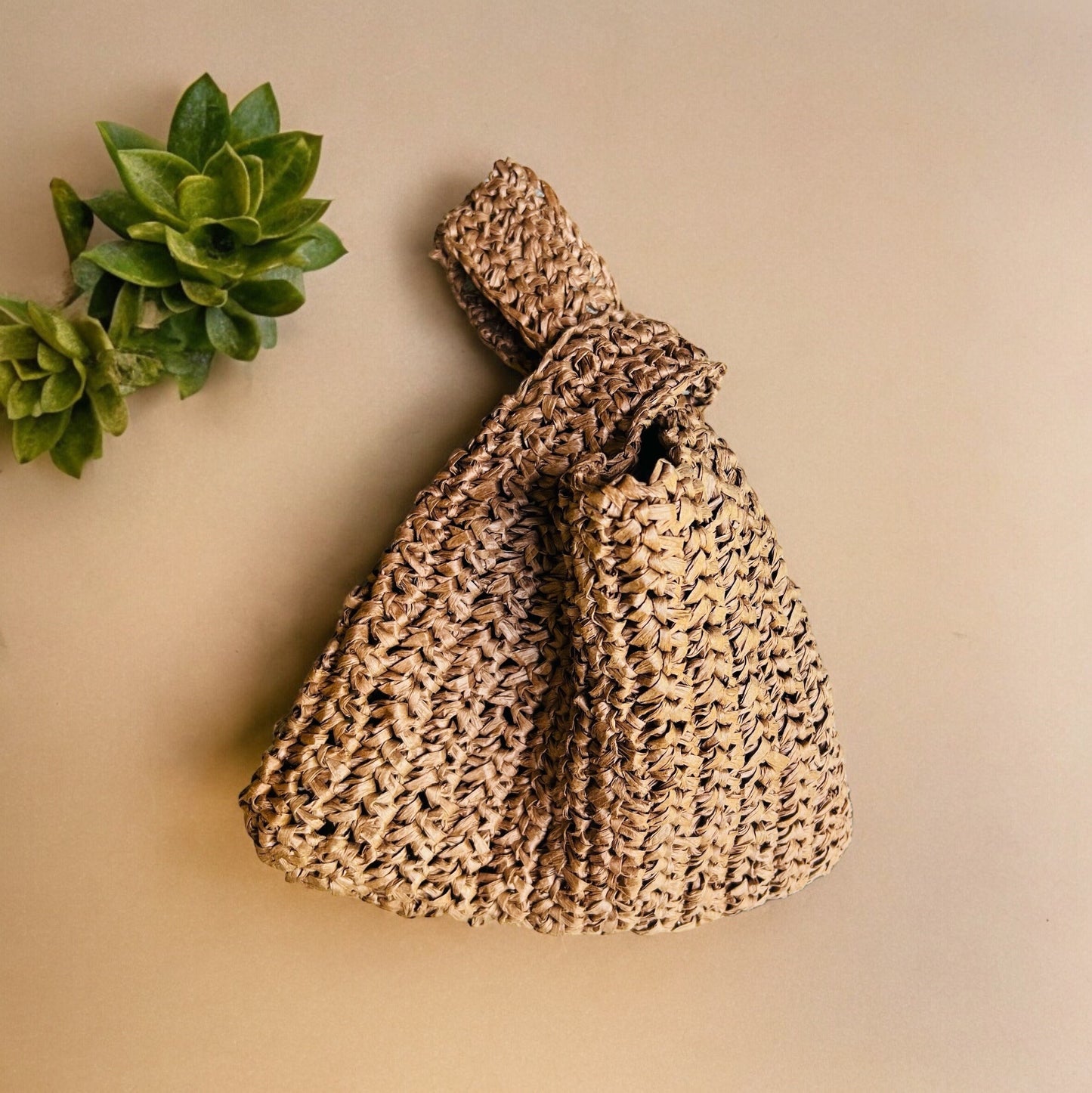 Hand Crocheted Raffia Knot Bag: Japanese Style Summer Bag