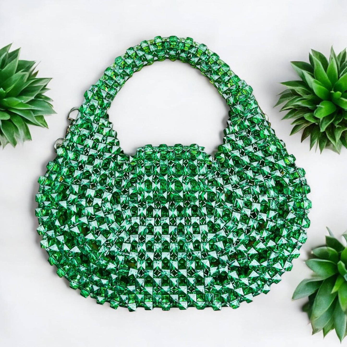 Handmade Beaded Bag: Modern Acrylic Summer Handbag