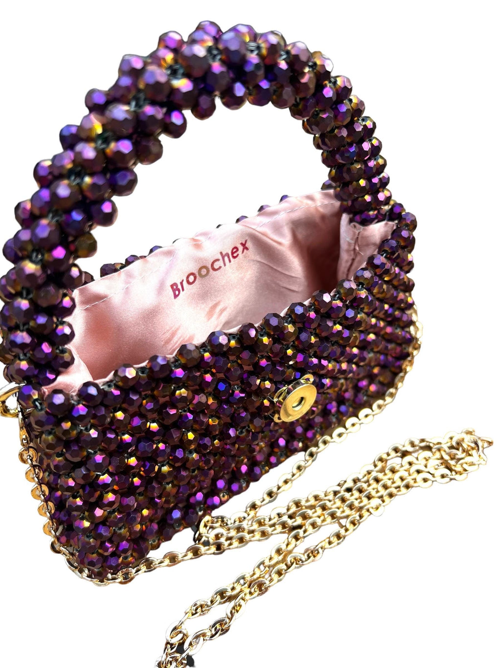 Handmade Glass Beaded Bag: Modern Evening Handbag