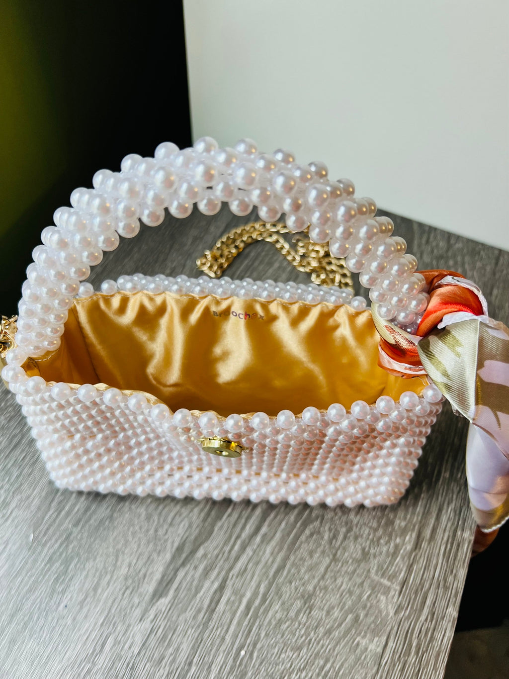 Pearl crossbody, white designer bag, imitation Pearl beaded handbag