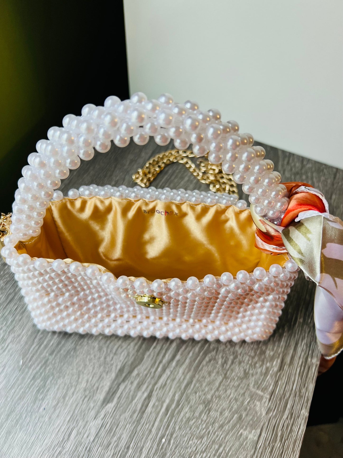 Pearl crossbody, white designer bag, imitation Pearl beaded handbag