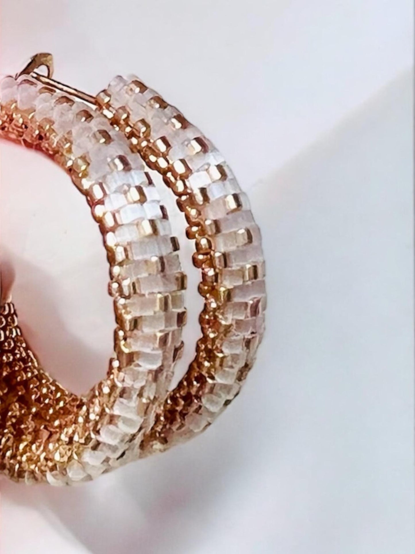 Shimmering peyote stitch hoop earrings, summer hoop earrings