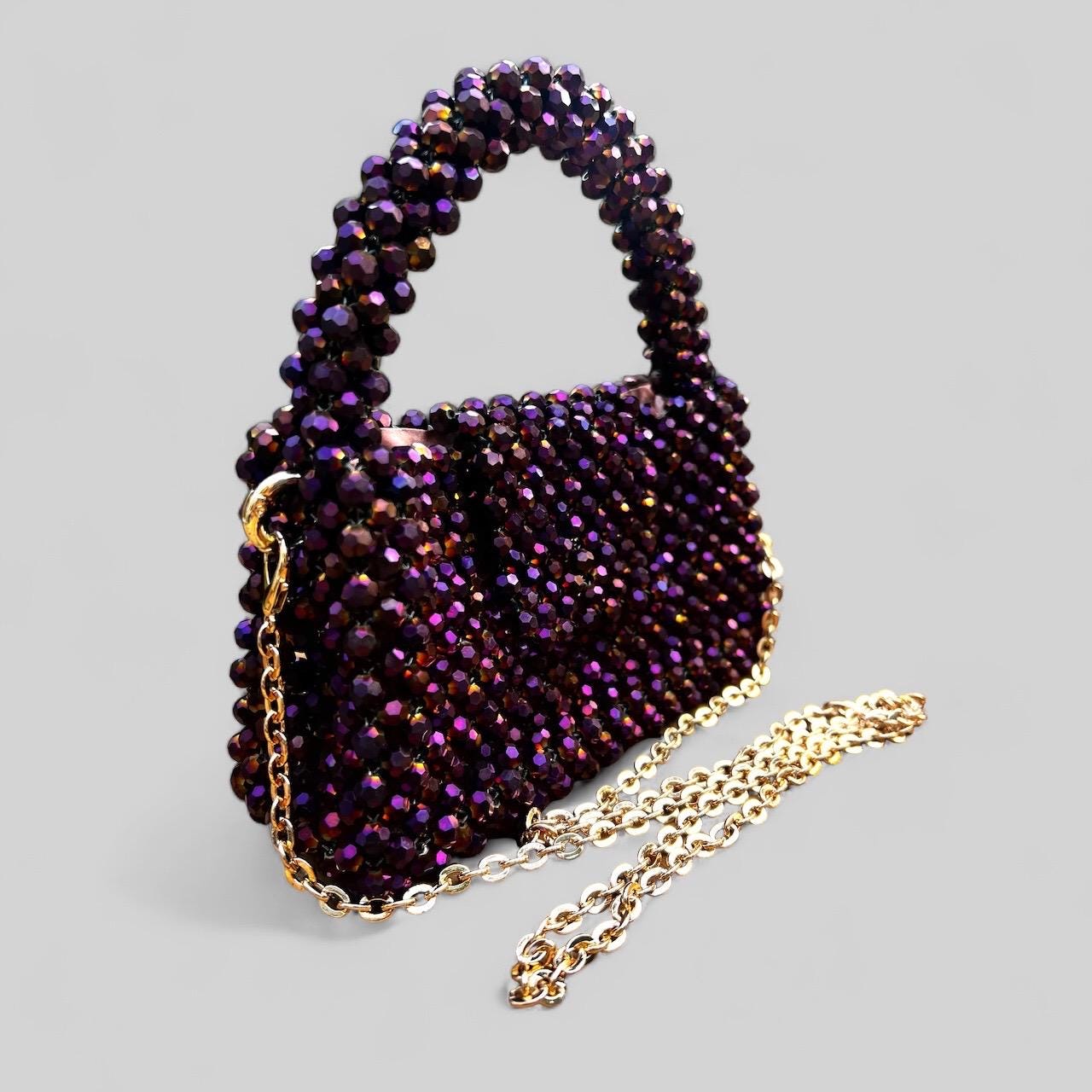 Handmade Glass Beaded Bag: Modern Evening Handbag