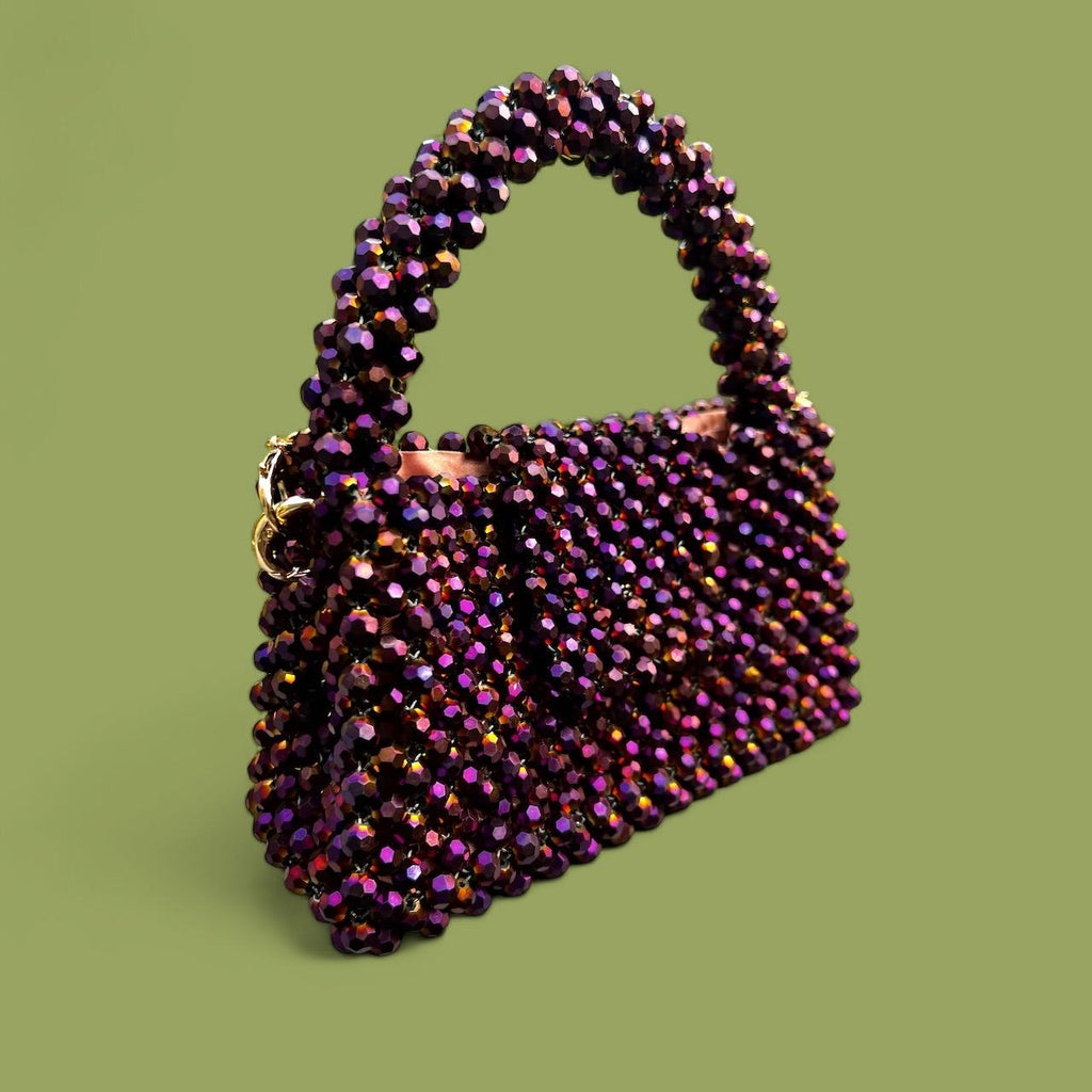 Handmade Glass Beaded Bag: Modern Evening Handbag