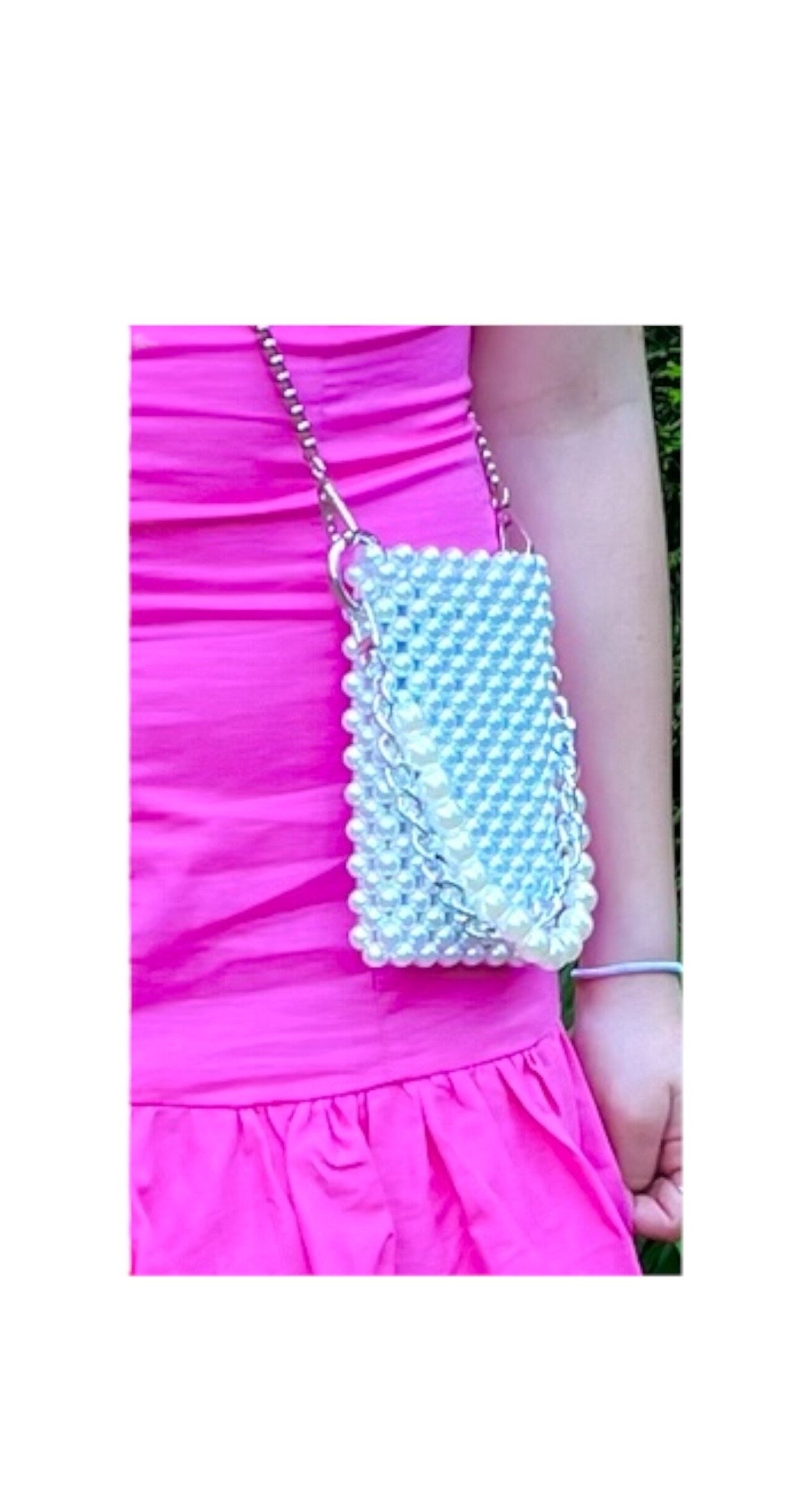 Beaded Phone Bag: Acrylic Pearl Crossbody Clutch