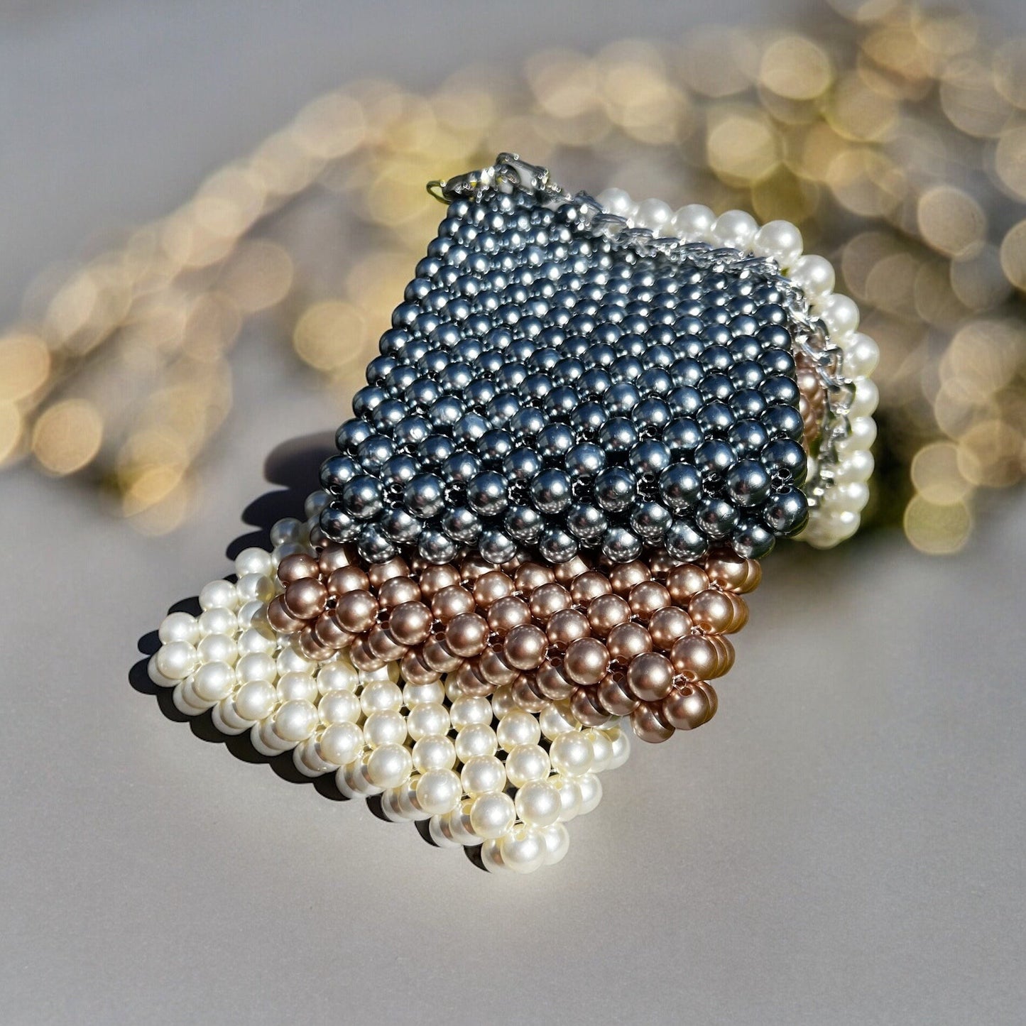 Beaded Phone Bag: Acrylic Pearl Crossbody Clutch