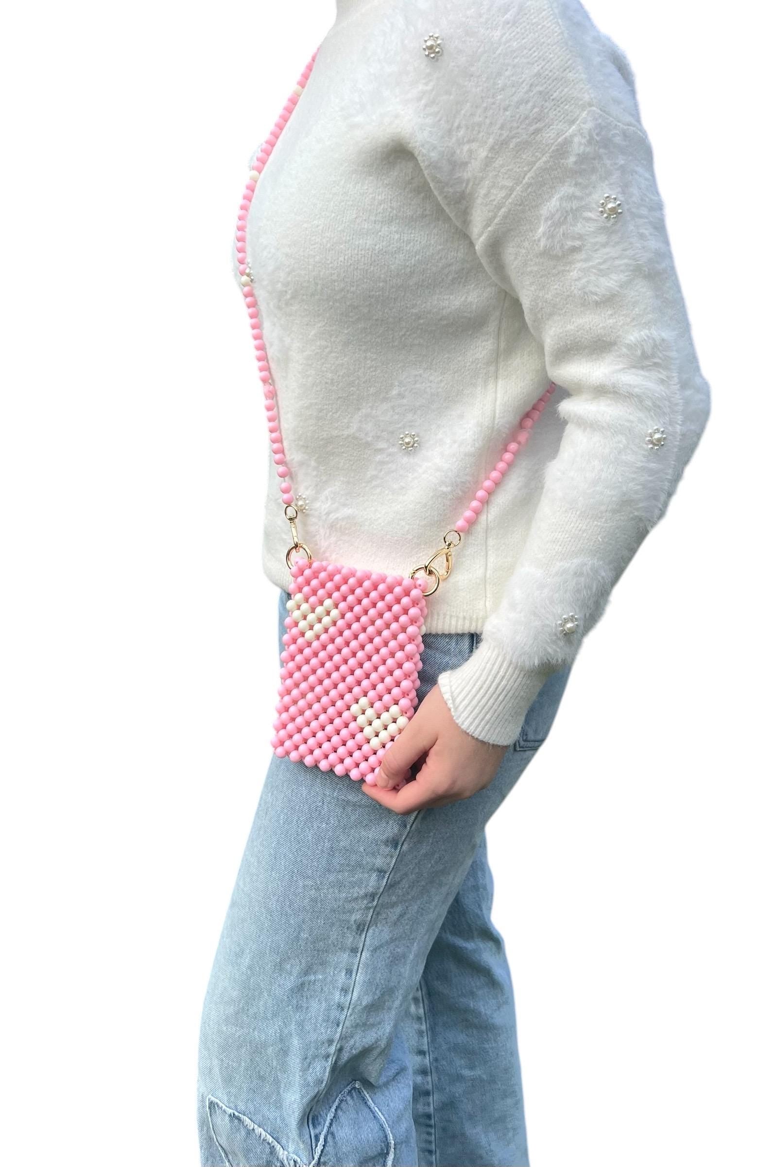 Beaded Phone Bag: Pearl Crossbody, Summer Clutch