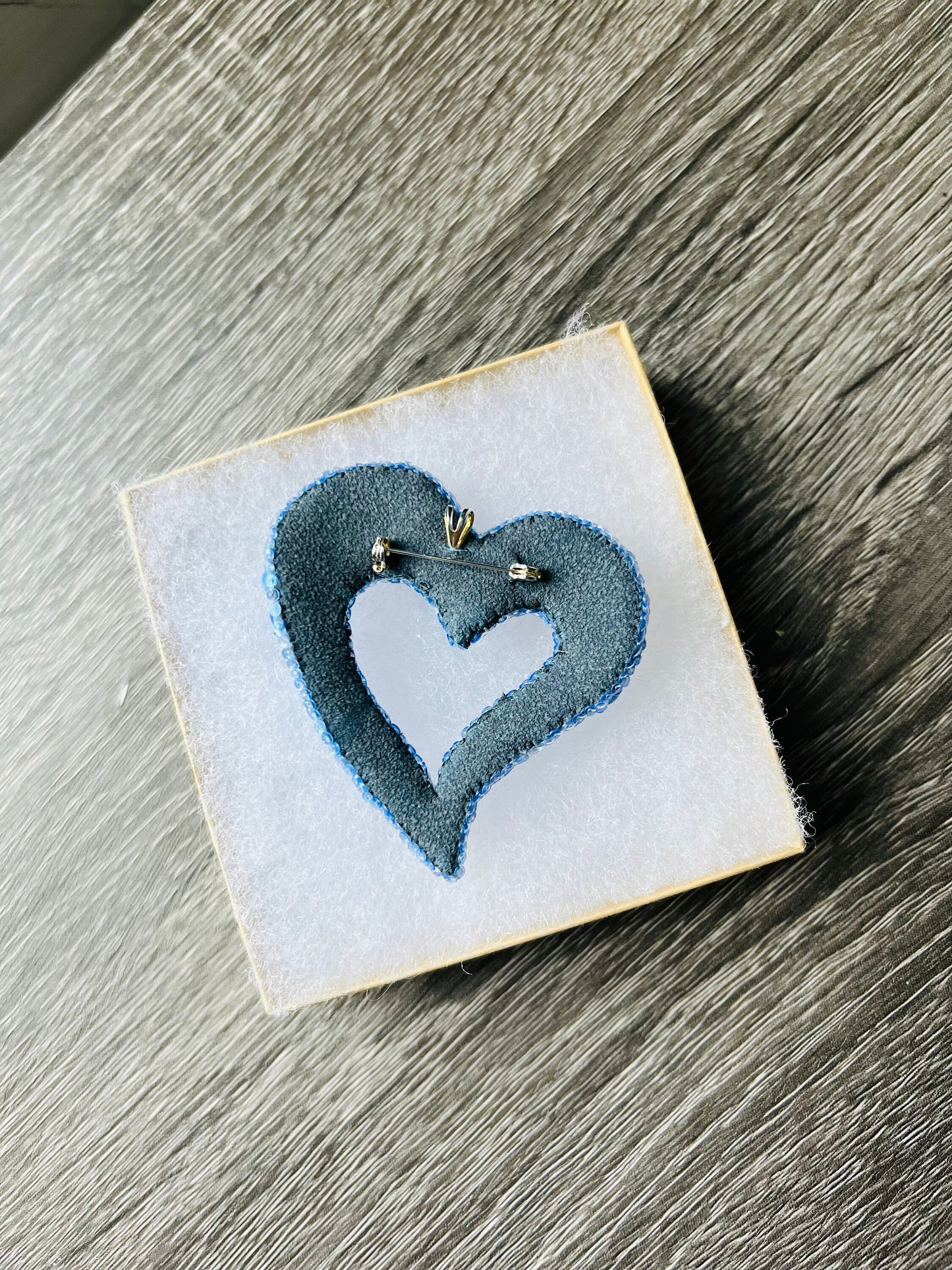 Blue Bliss: heart shaped blue agate brooch/pendant