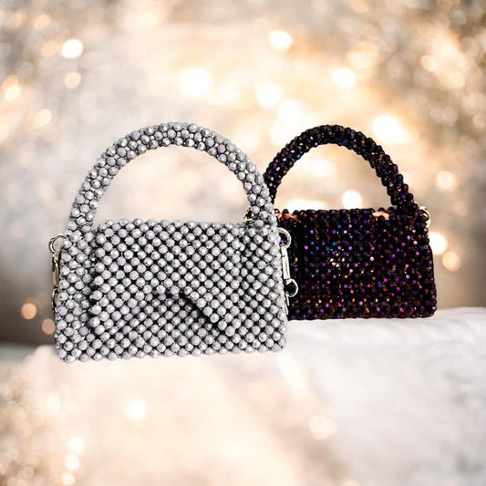Handmade Glass Beaded Bag: Modern Evening Handbag