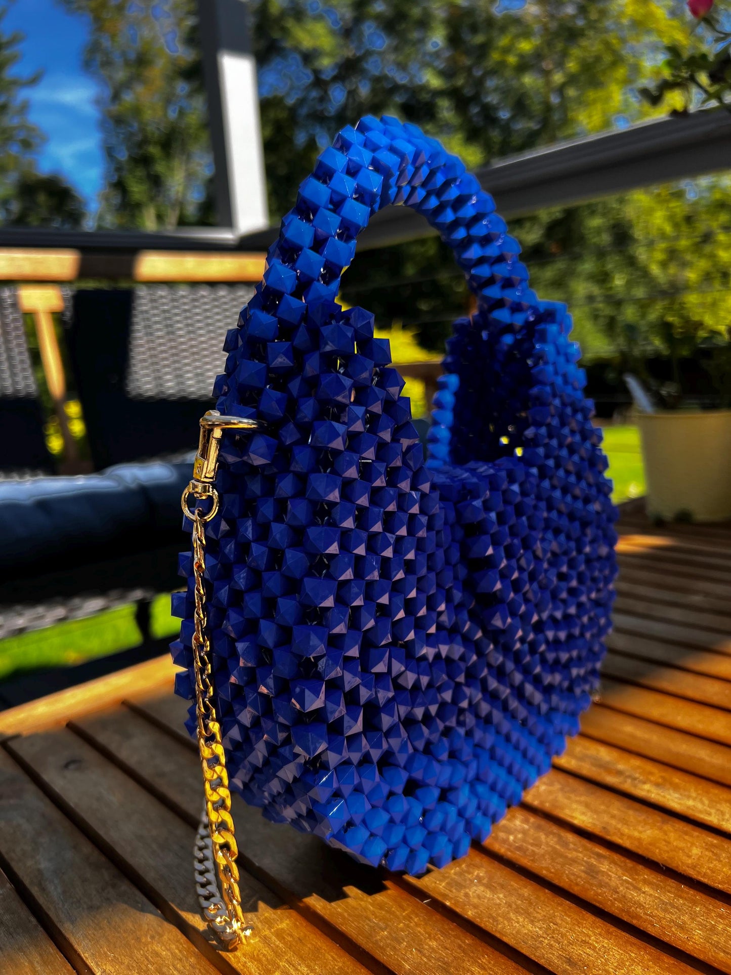 Handmade Beaded Bag: Modern Acrylic Summer Handbag