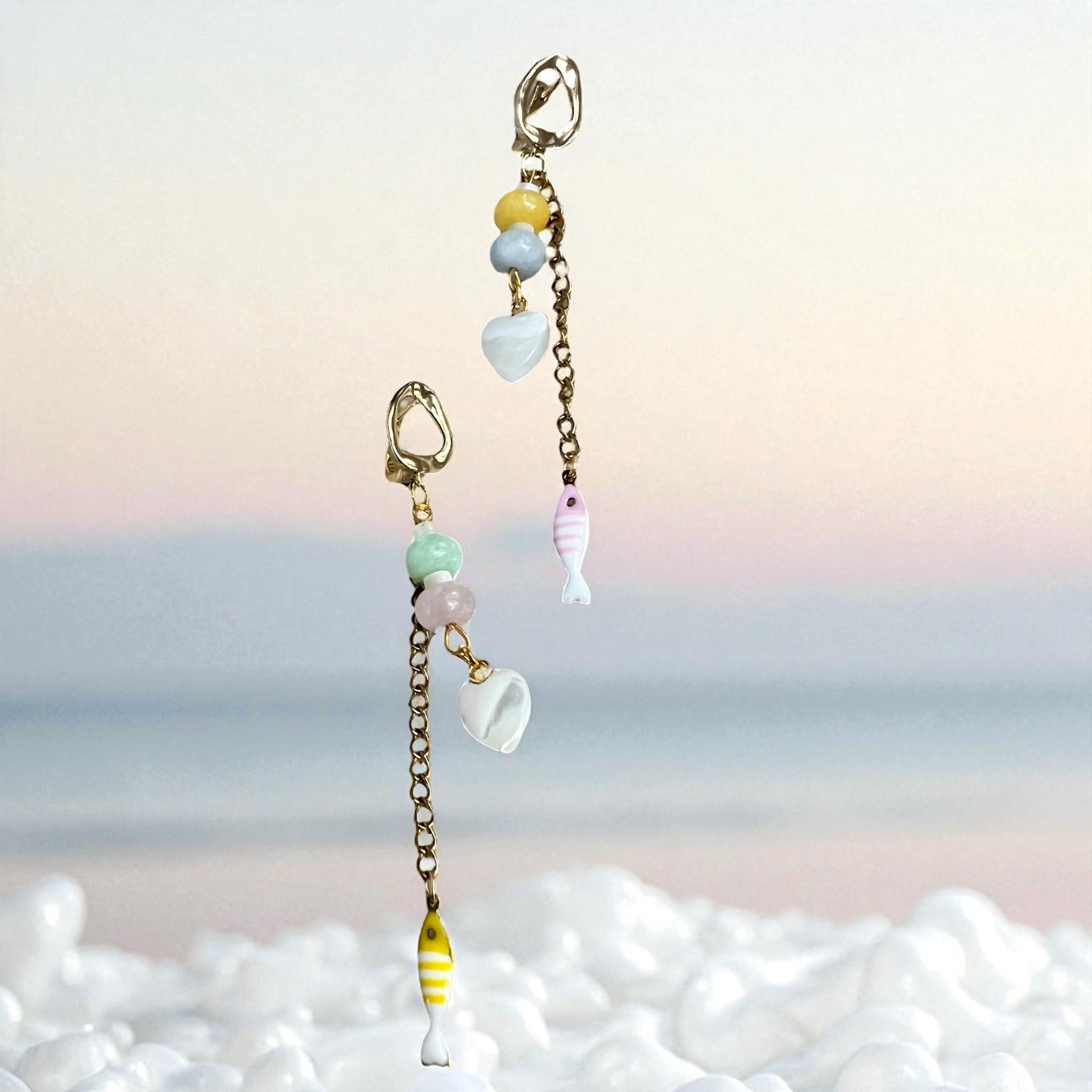 Candy waves collection: natural stone necklace with charms