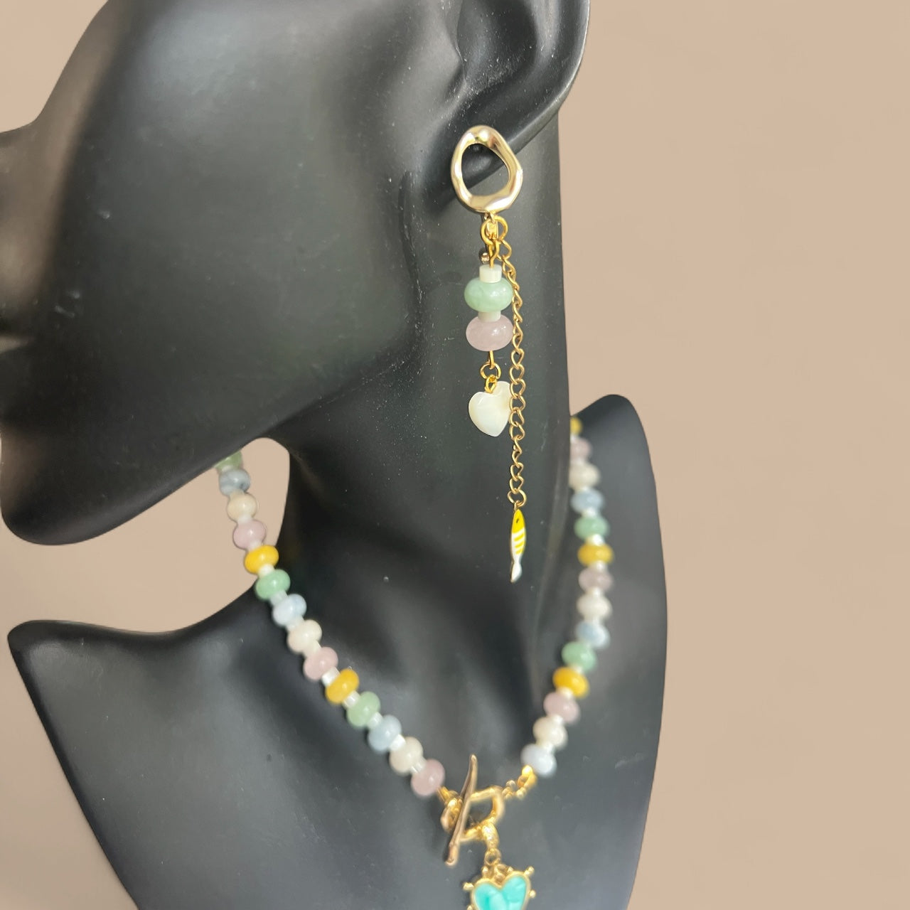 Candy waves collection: natural stone necklace with charms
