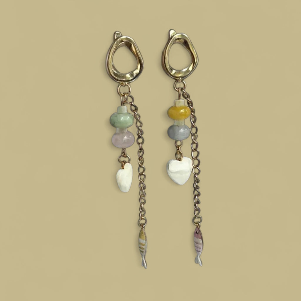 Candy waves collection: natural stone necklace with charms