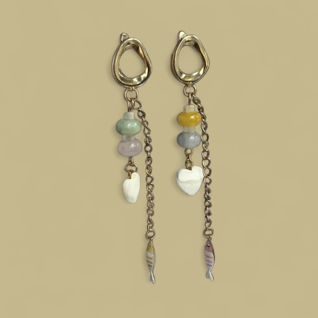 Candy waves collection: natural stone necklace with charms