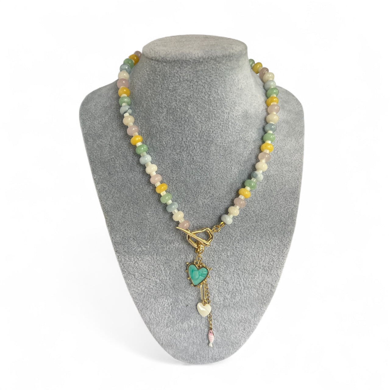 Candy waves collection: natural stone necklace with charms