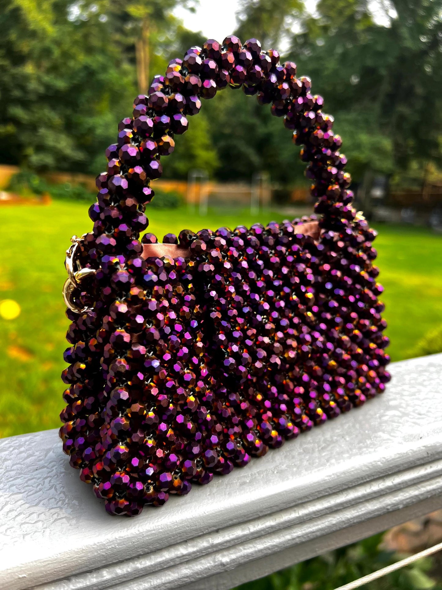Handmade Glass Beaded Bag: Modern Evening Handbag