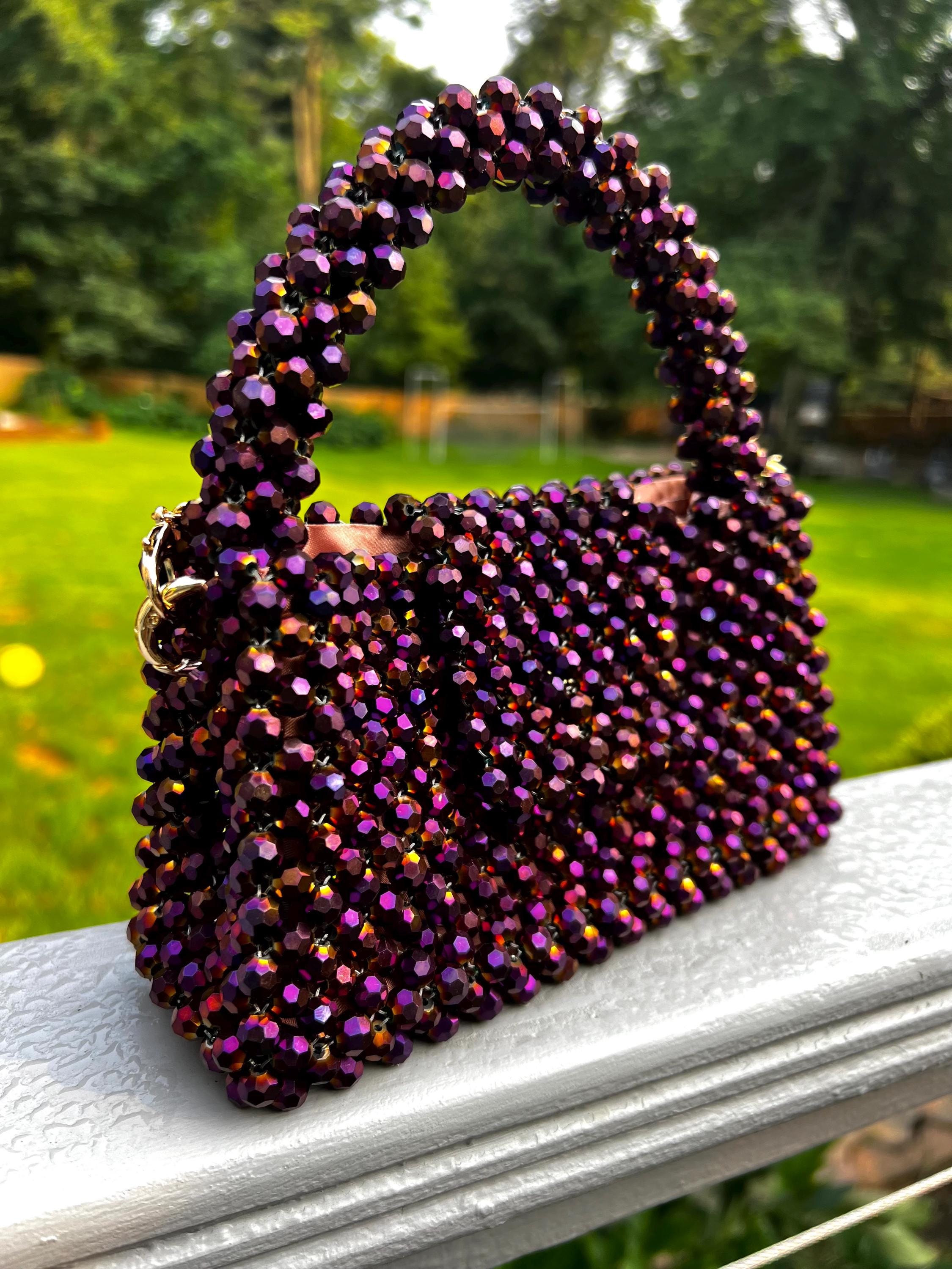 Handmade Glass Beaded Bag: Modern Evening Handbag