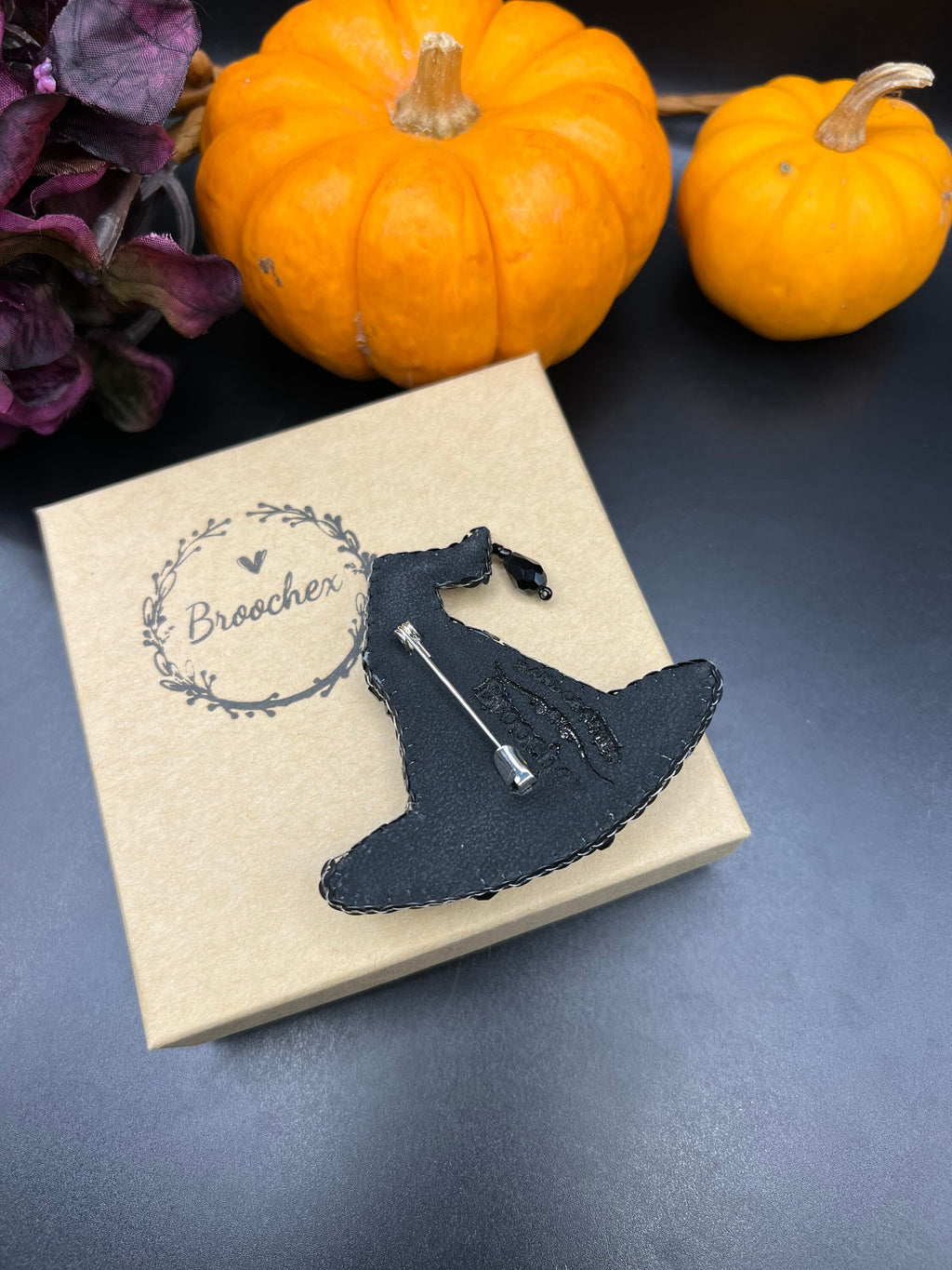 Crystal Witch Hat Brooch Pin: Halloween Costume Jewelry