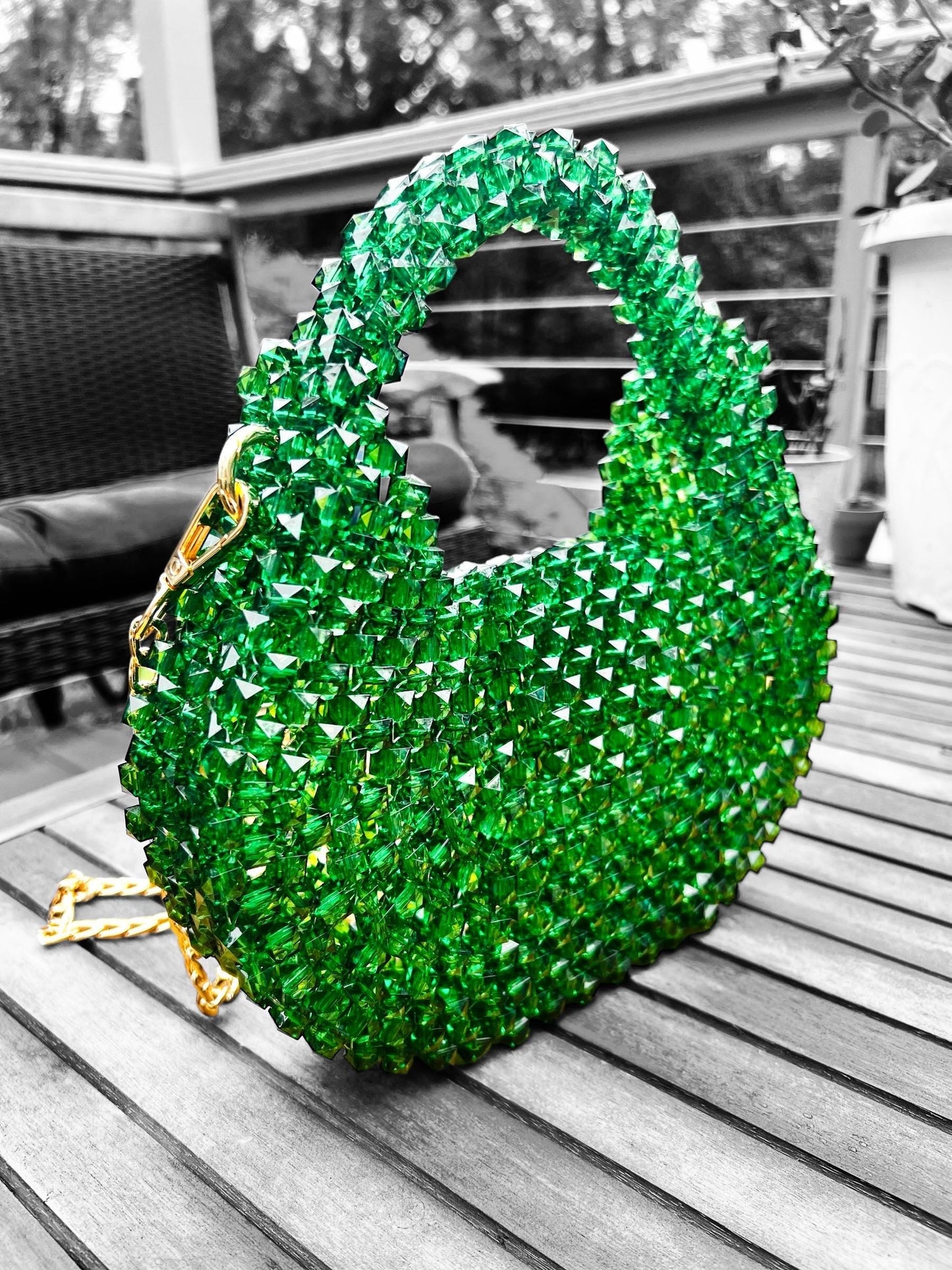 Handmade Beaded Bag: Modern Acrylic Summer Handbag
