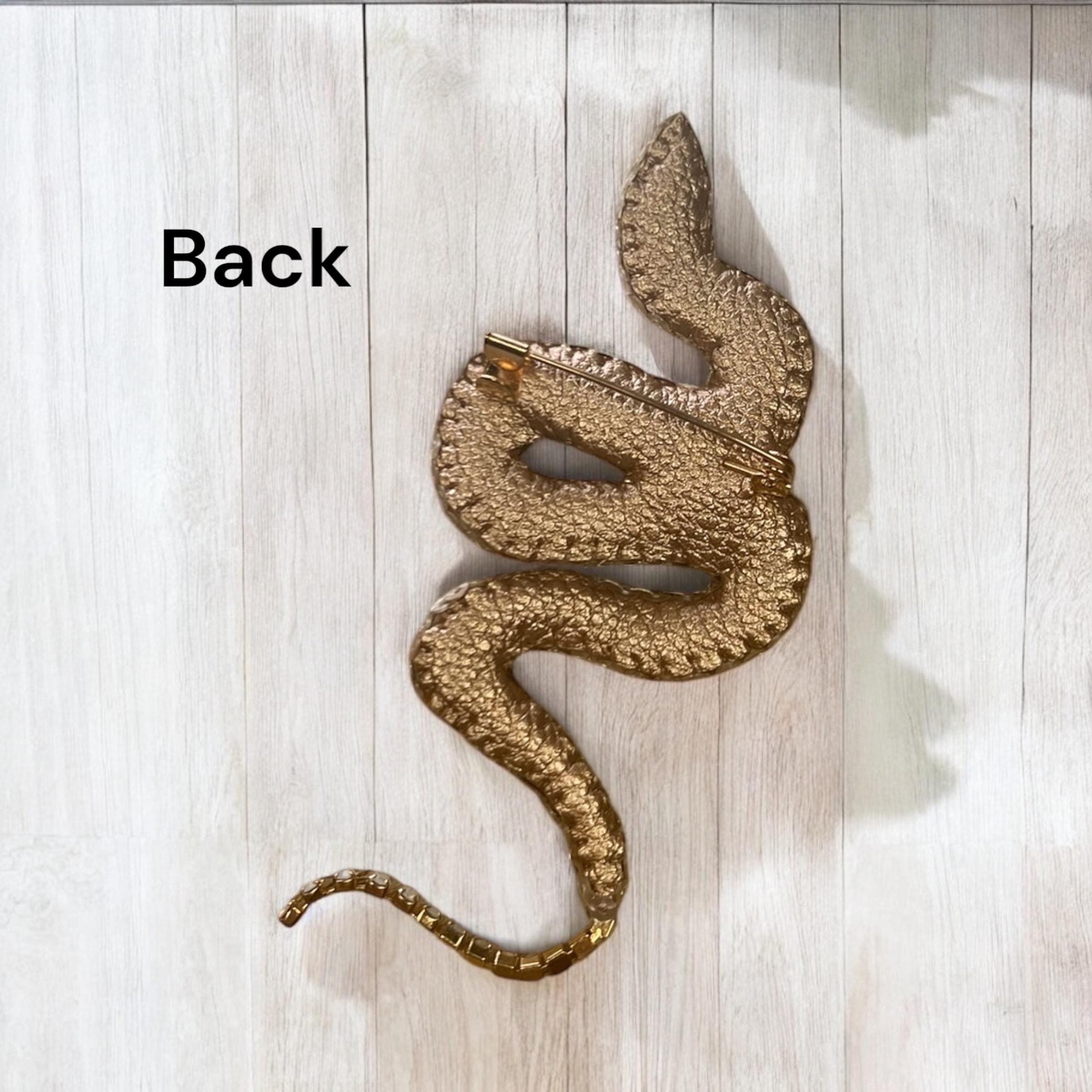 Handcrafted snake pin, crystal serpent pin