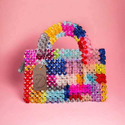 Acrylic Beaded Handwoven Handbag: Medium Summer Bag