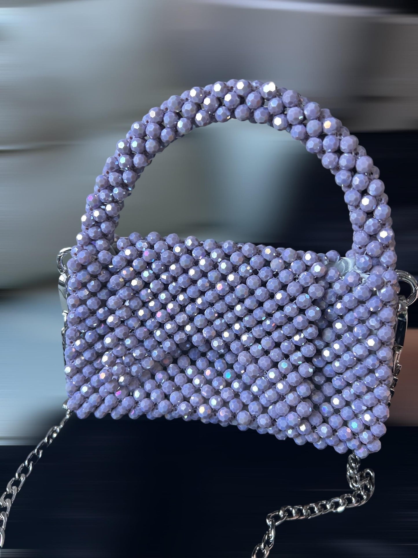 Handmade Glass Beaded Bag: Modern Evening Handbag