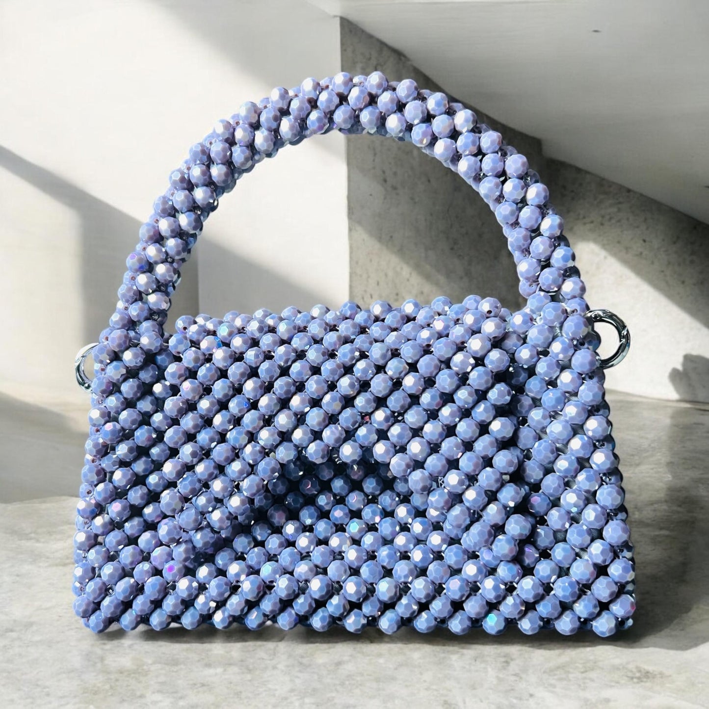 Handmade Glass Beaded Bag: Modern Evening Handbag