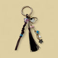 Boho bag charms: tassel keychains in gold