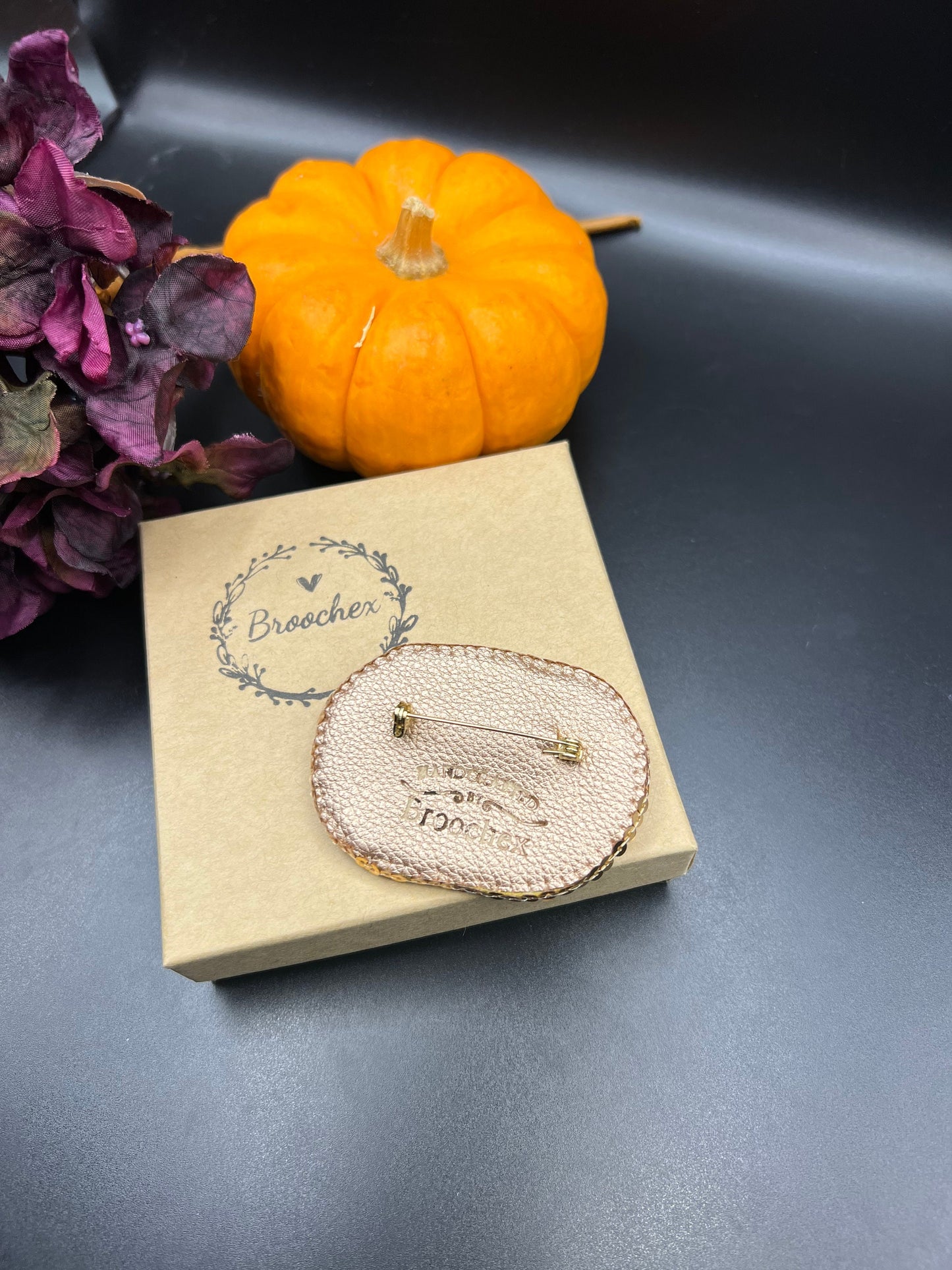Handcrafted Glass Bead Pumpkin Brooch: Fall Pin Gift