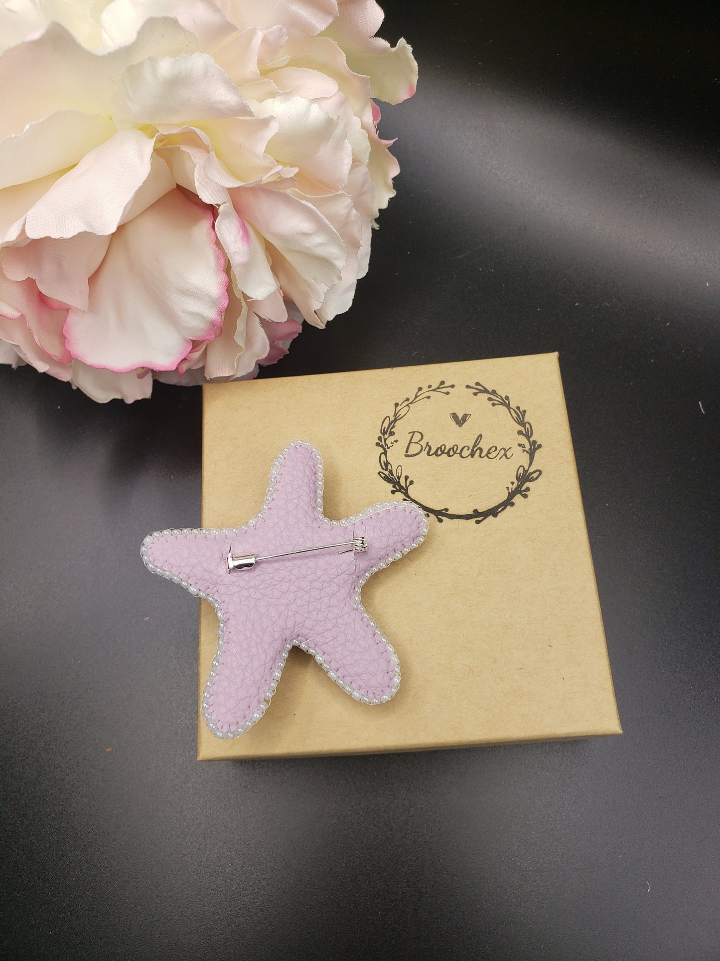 Handcrafted Starfish Brooch: Glass Pearls, Ocean Theme