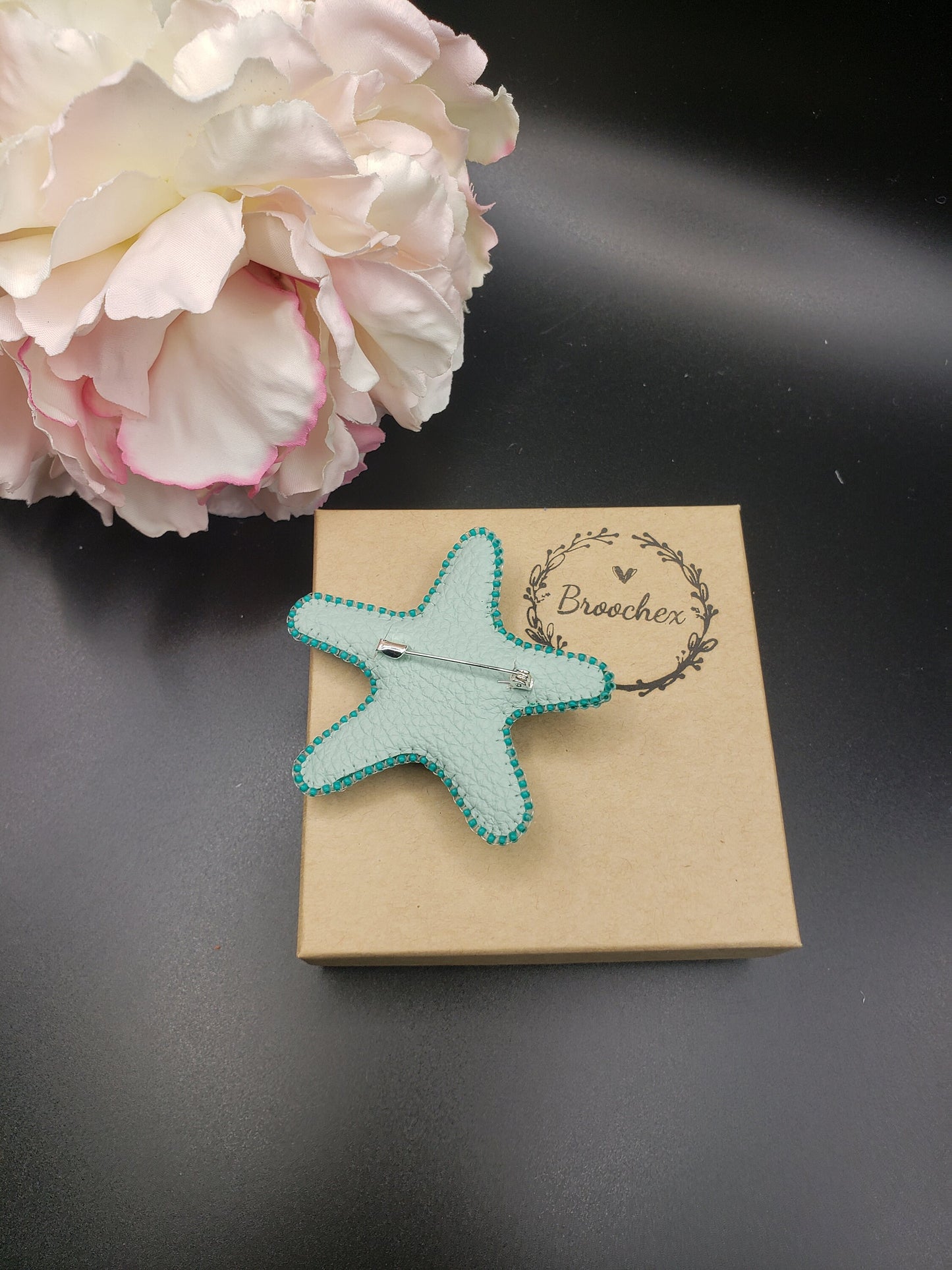 Handcrafted Starfish Brooch: Glass Pearls, Ocean Theme