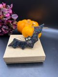 Crystal Bat Brooch: Handcrafted Beaded Halloween Pin