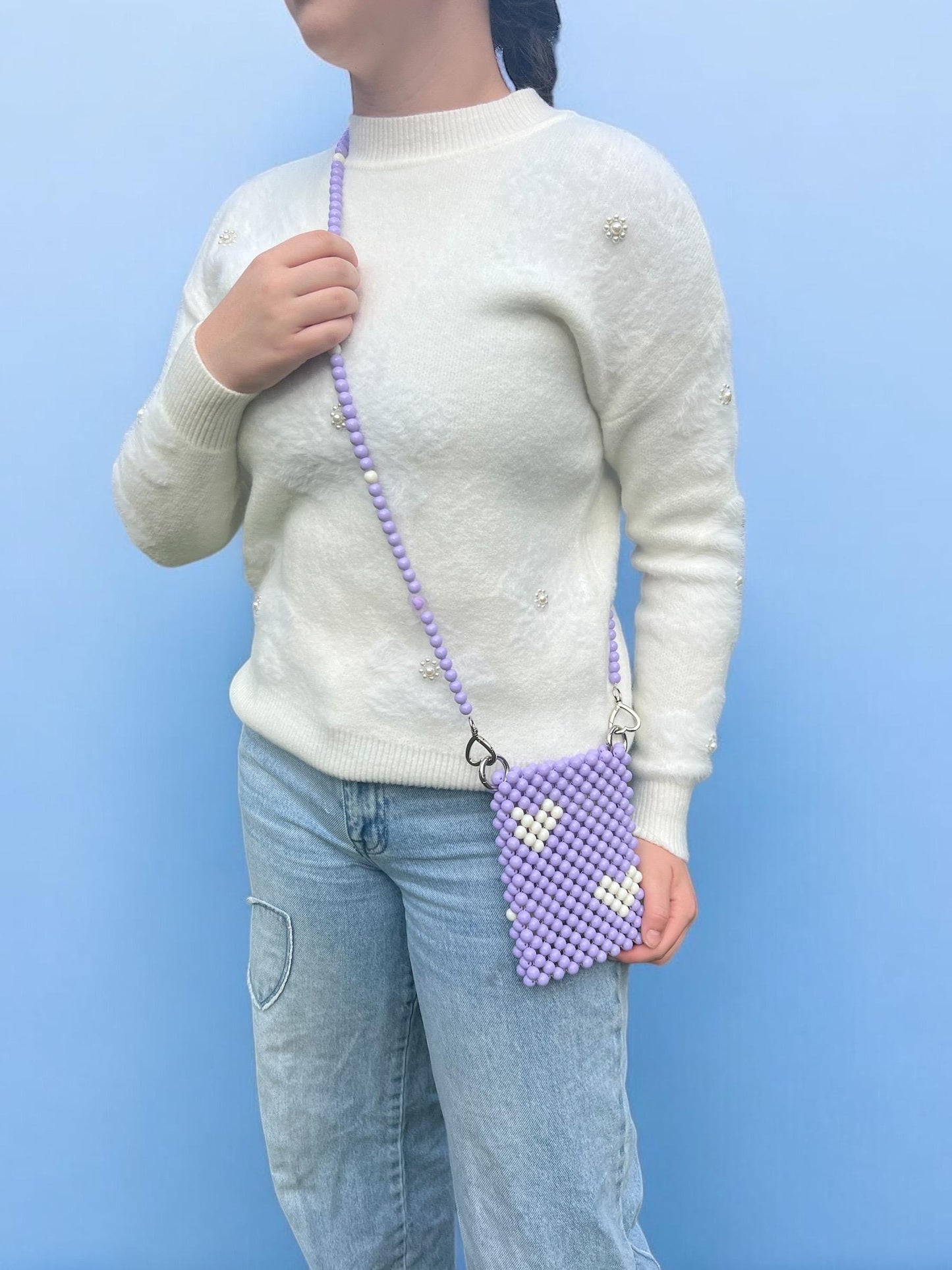 Beaded Phone Bag: Pearl Crossbody, Summer Clutch