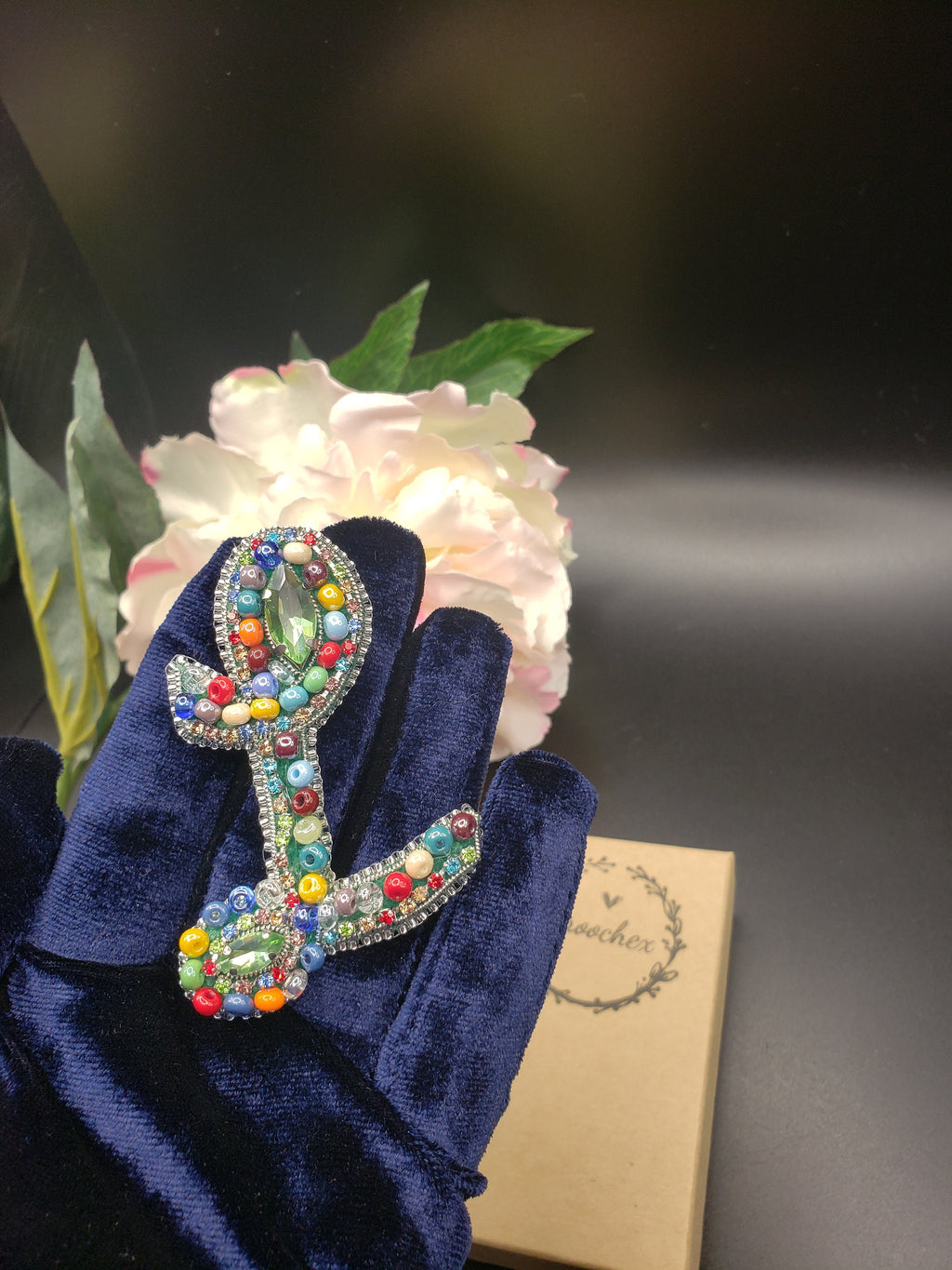 Handcrafted Letter L Brooch: Czech Glass Bead Name Pin