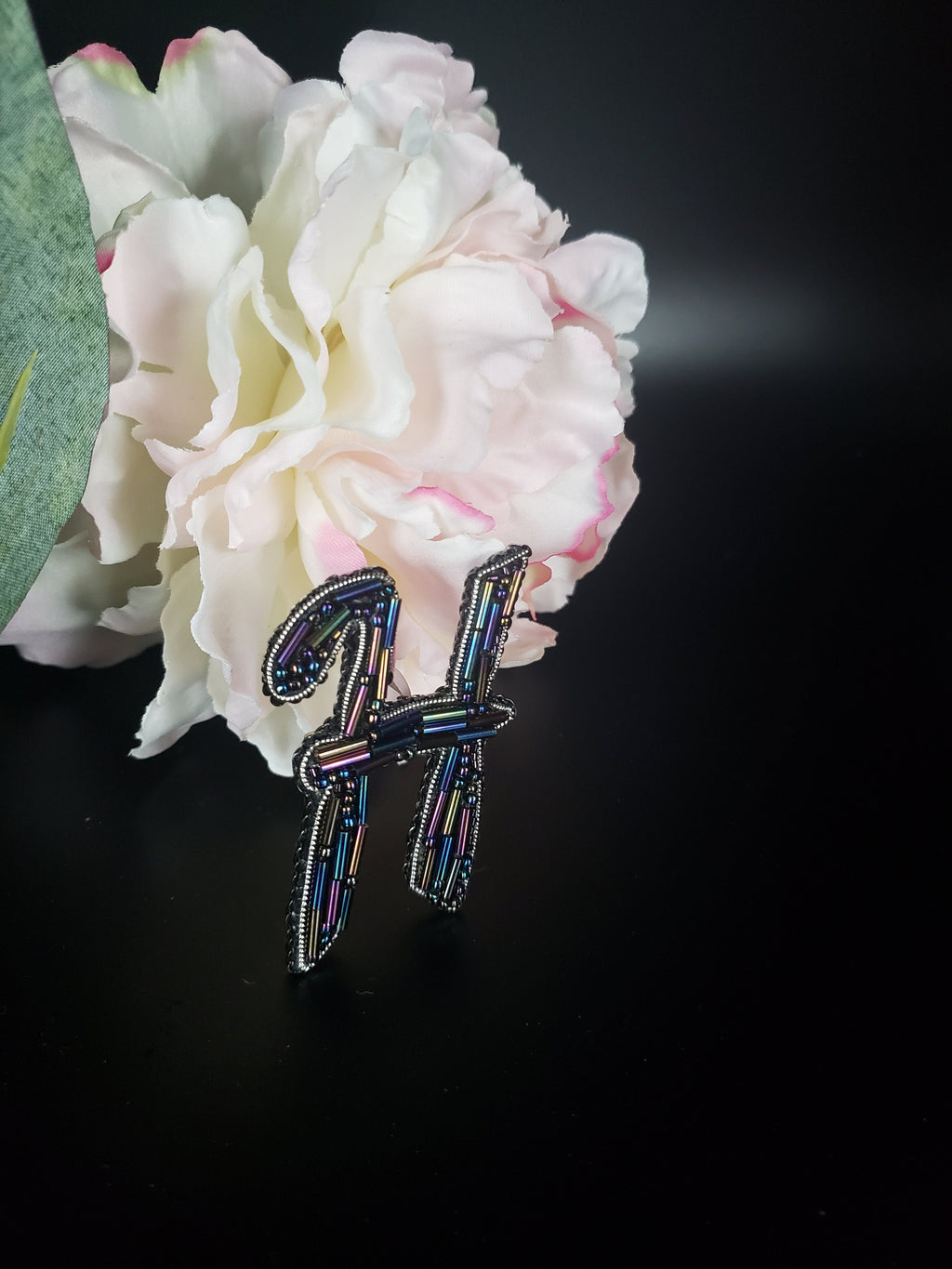 Handcrafted Letter H Brooch, Glass Bead Initial Pin