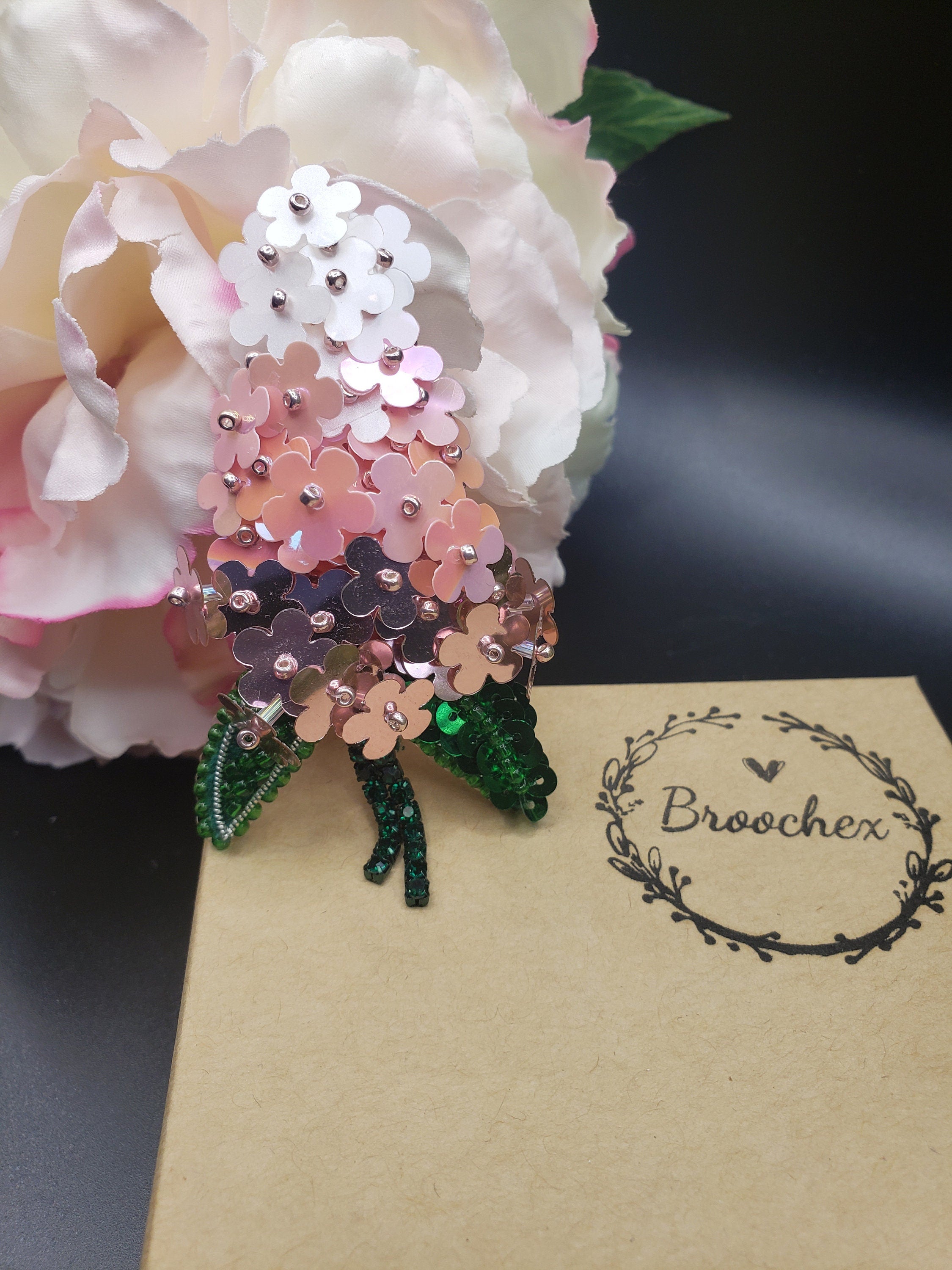 Pink Lilac flower, flower pin, purple jewelry, gift under 50