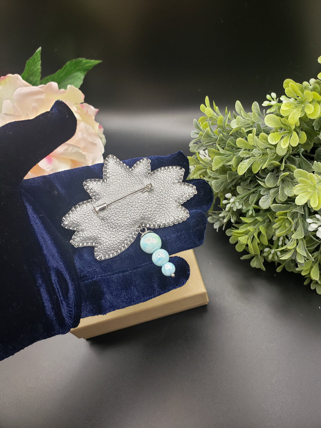 Beaded Lotus Brooch: water lily pin