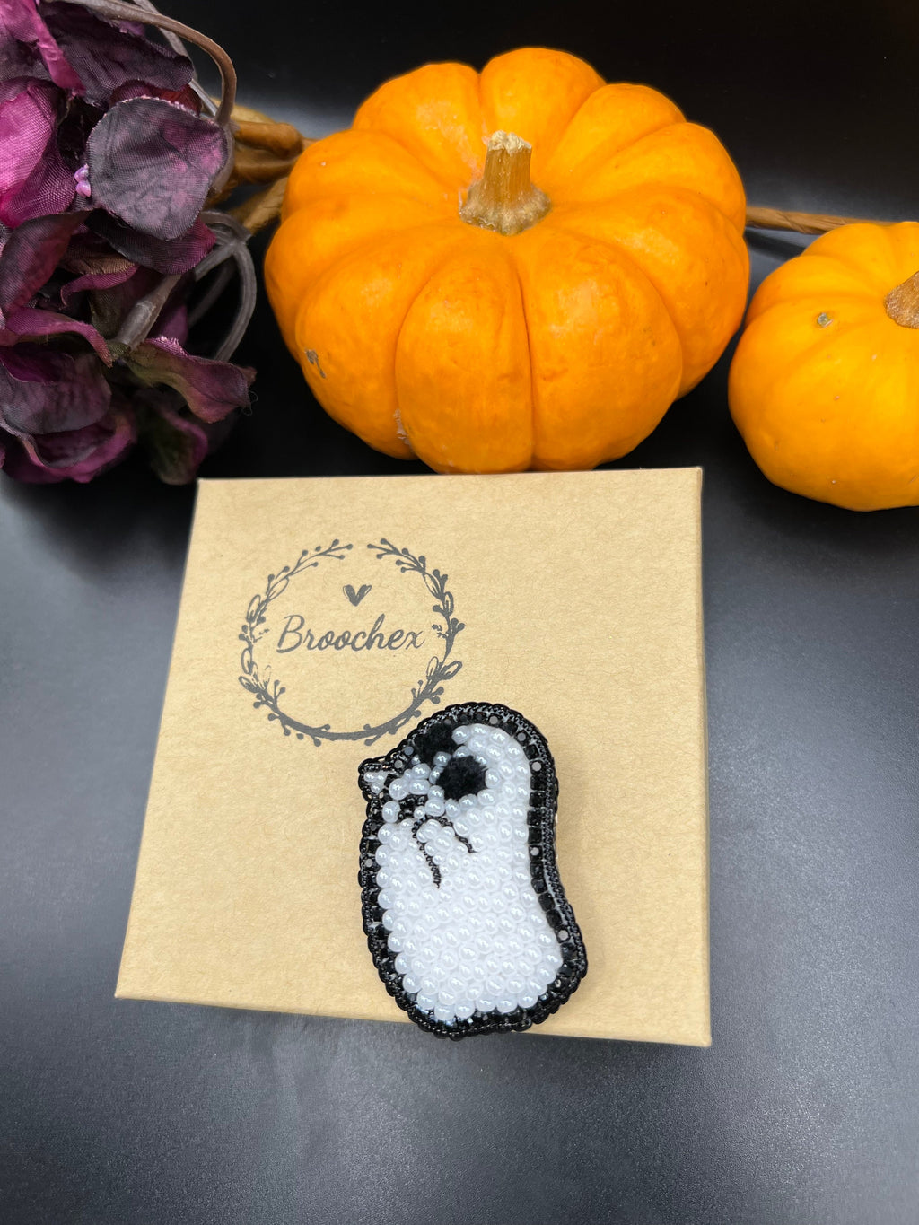 Handcrafted Ghost Brooch: Halloween Pin