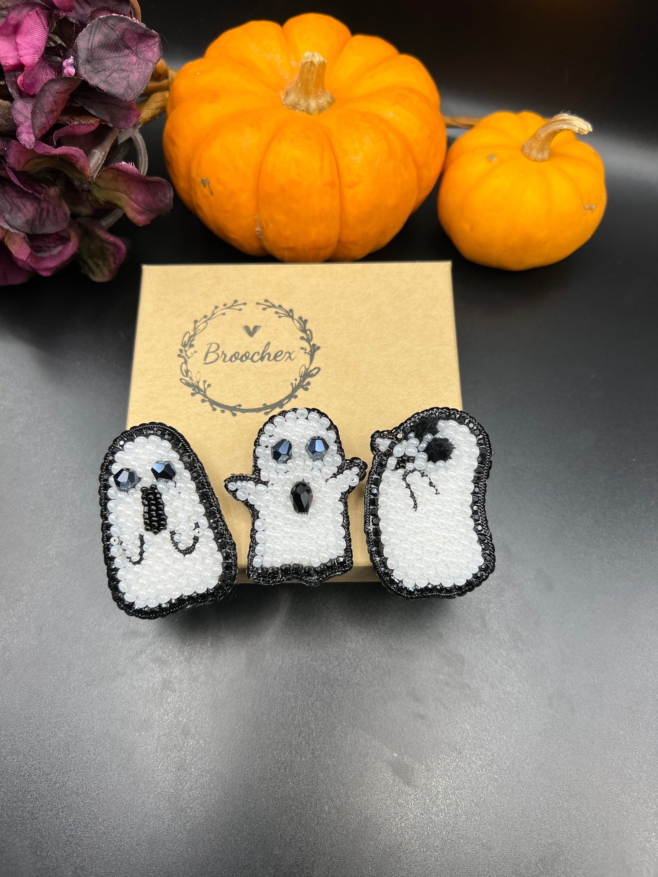 Handcrafted Ghost Brooch: Halloween Pin