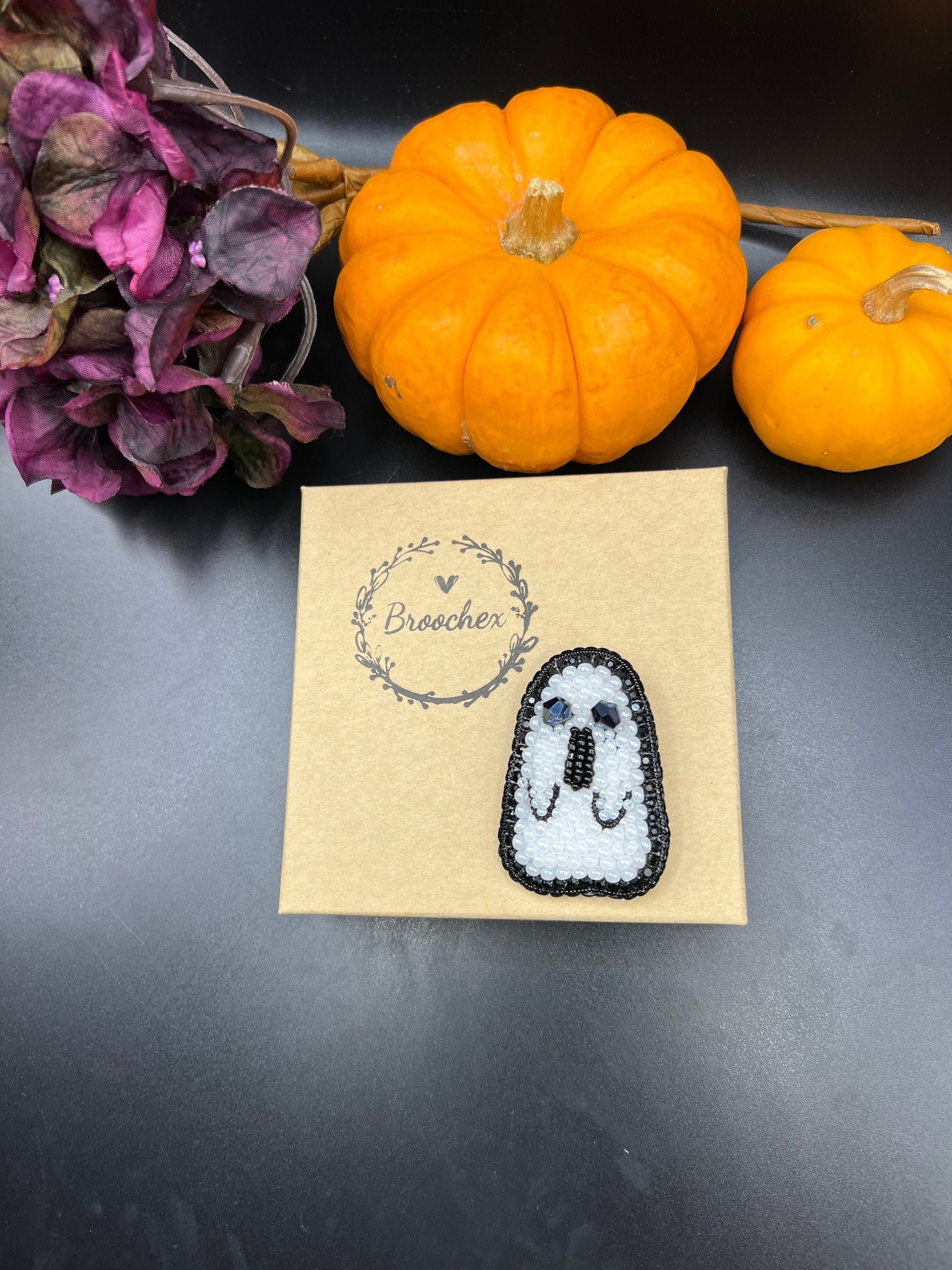 Handcrafted Ghost Brooch: Halloween Pin