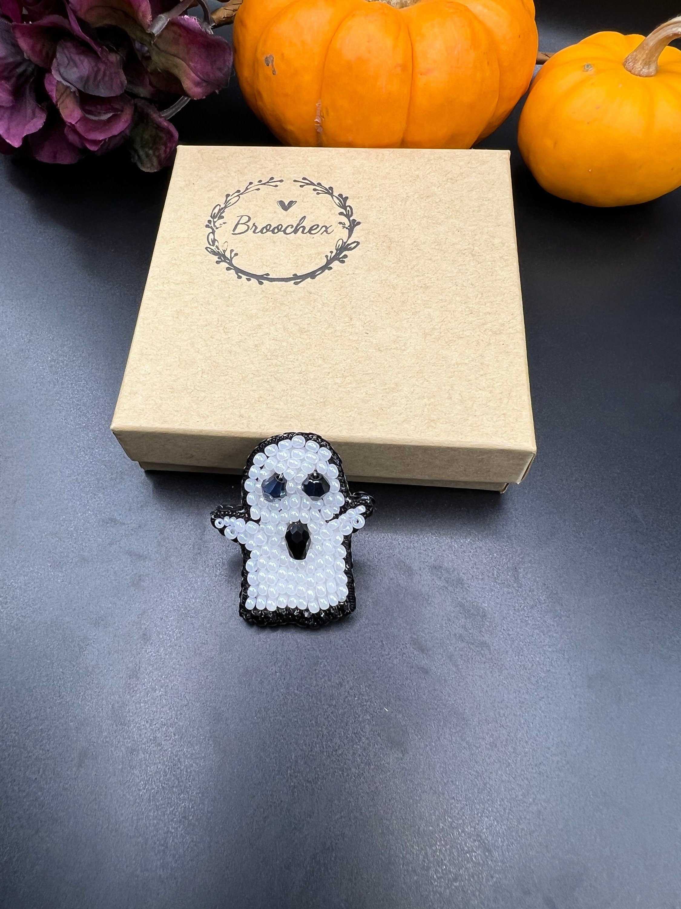 Handcrafted Ghost Brooch: Halloween Pin
