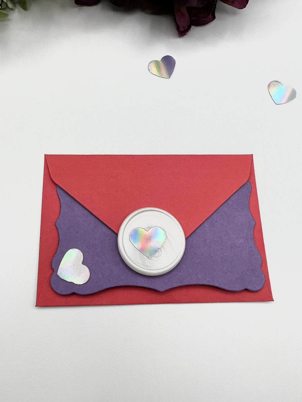 Holographic Heart Wax Seal Stickers, Gift Wrapping (12 pc)