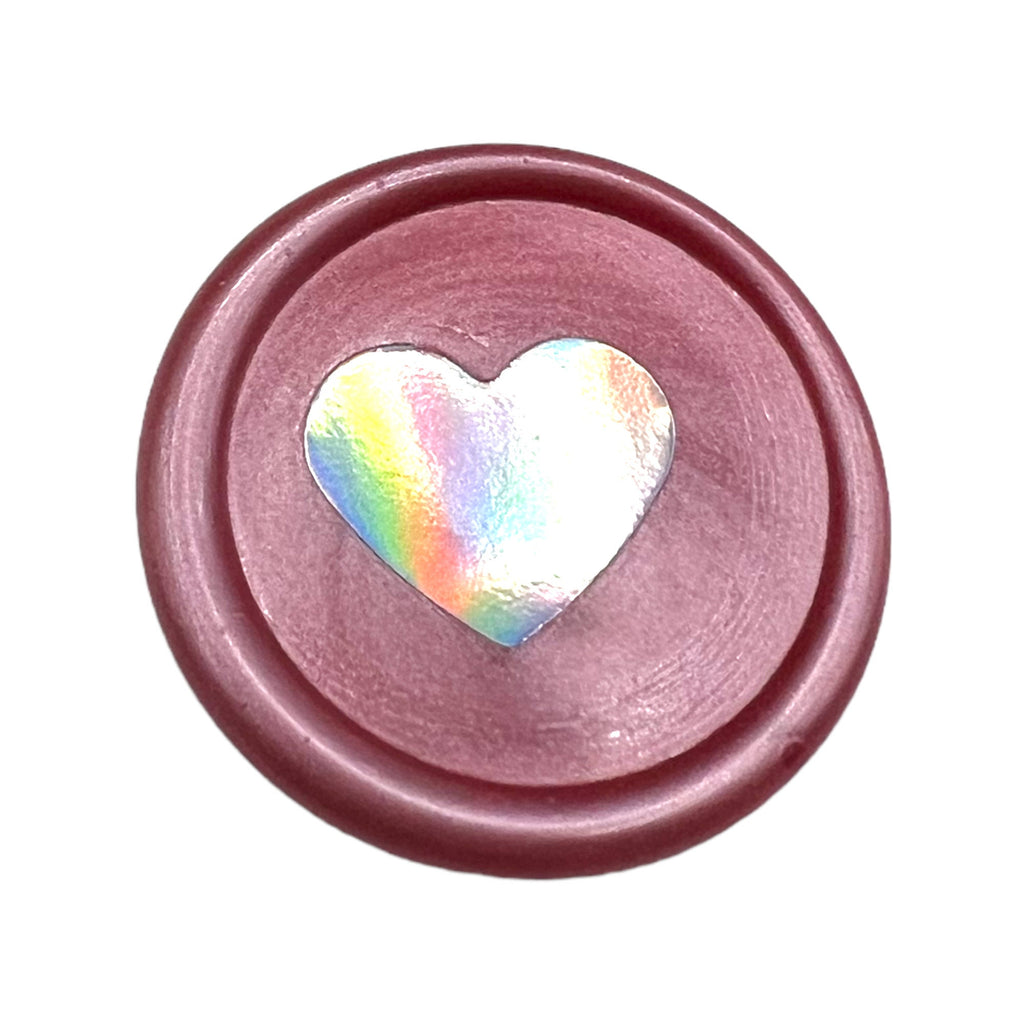 Holographic Heart Wax Seal Stickers, Gift Wrapping (12 pc)